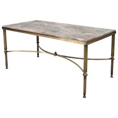 Midcentury Brass Base Coffee Table