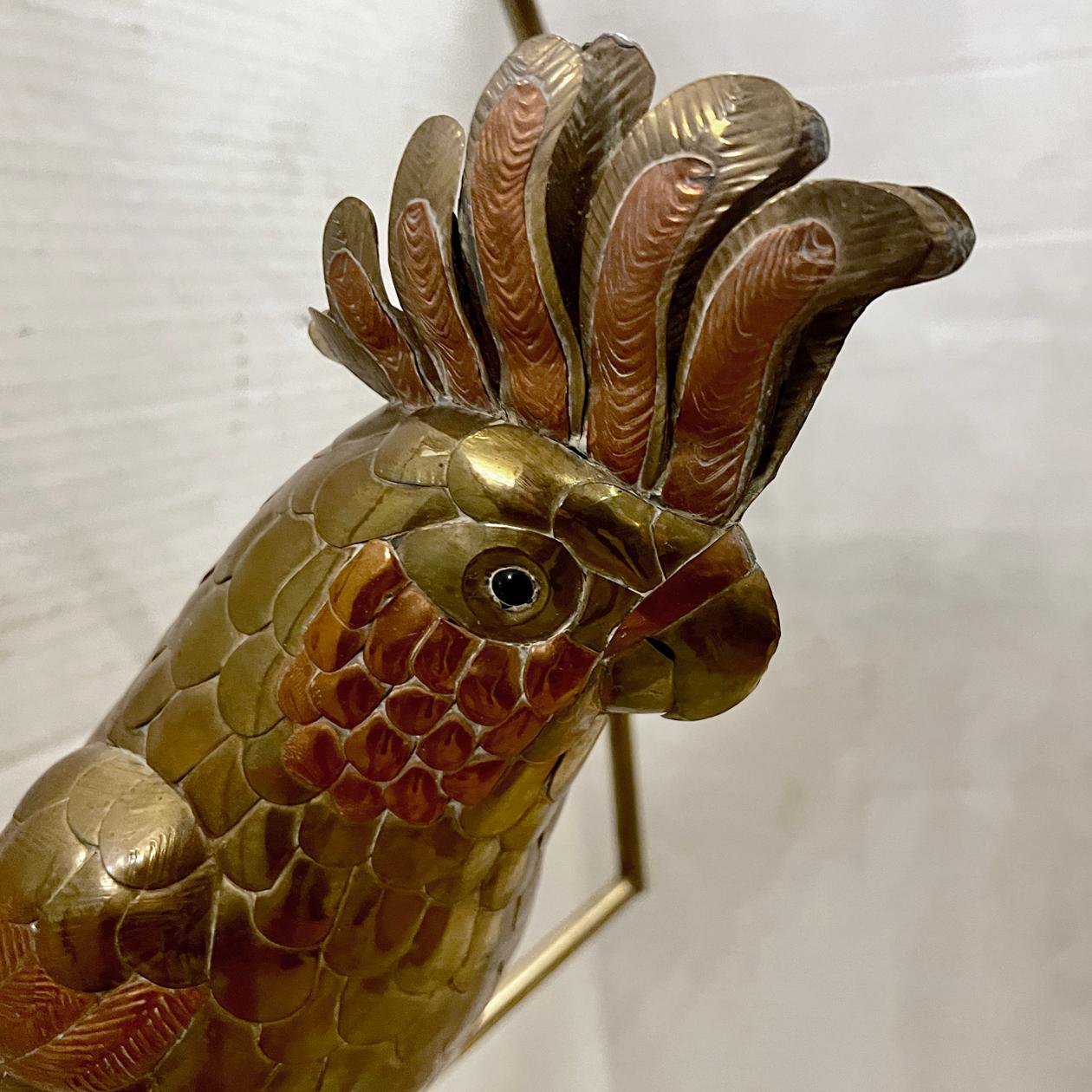 Repoussé Midcentury Brass Bird For Sale