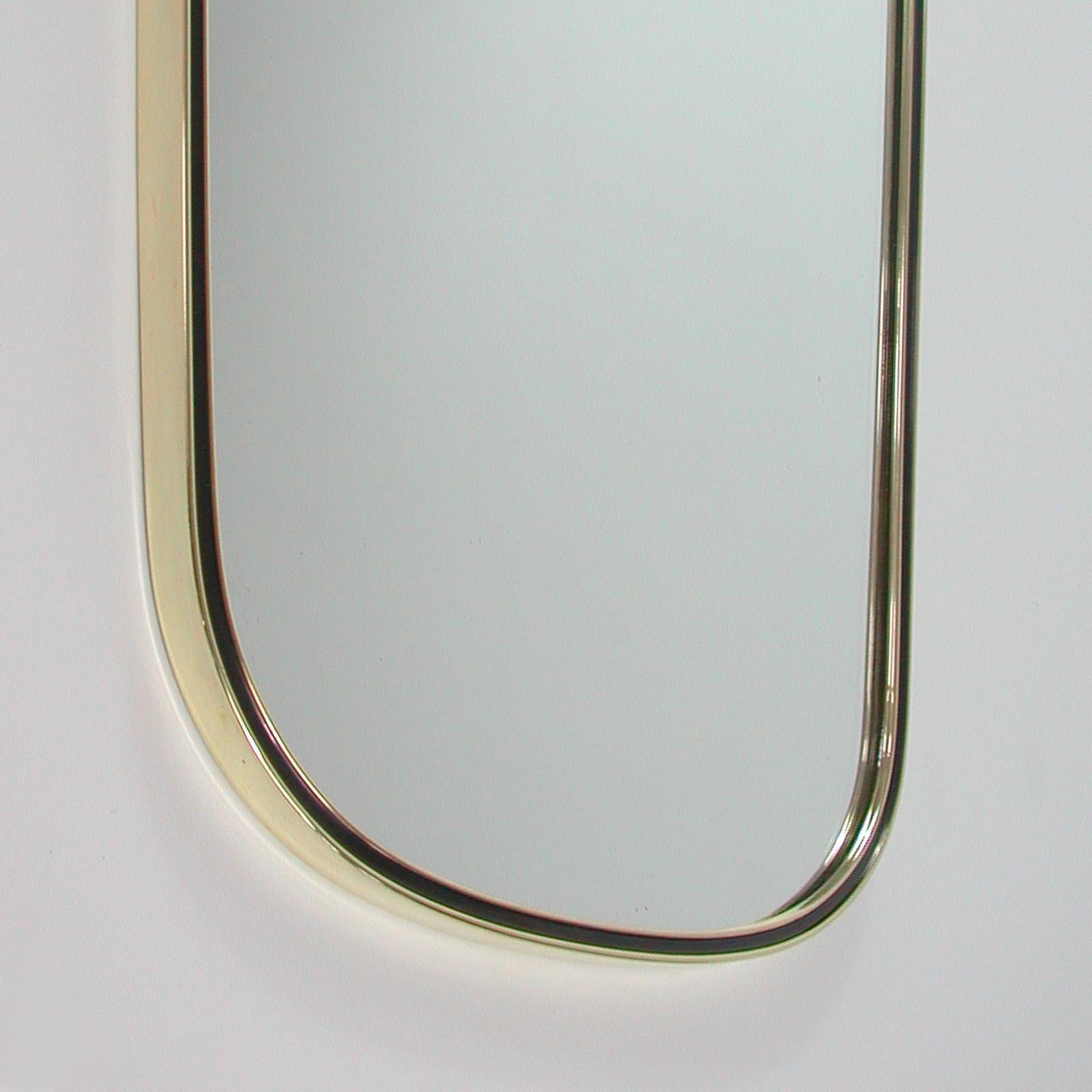 Midcentury Brass & Black Enamel Wall Mirror, 1950s 4