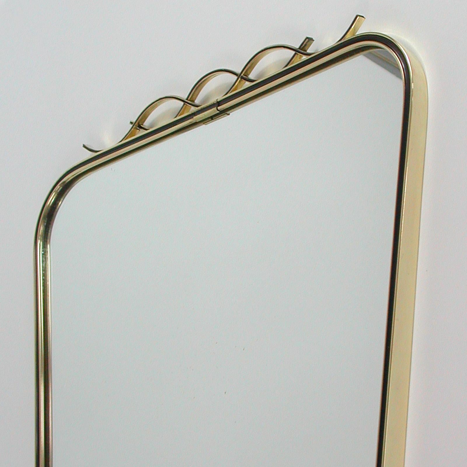 Midcentury Brass & Black Enamel Wall Mirror, 1950s 5