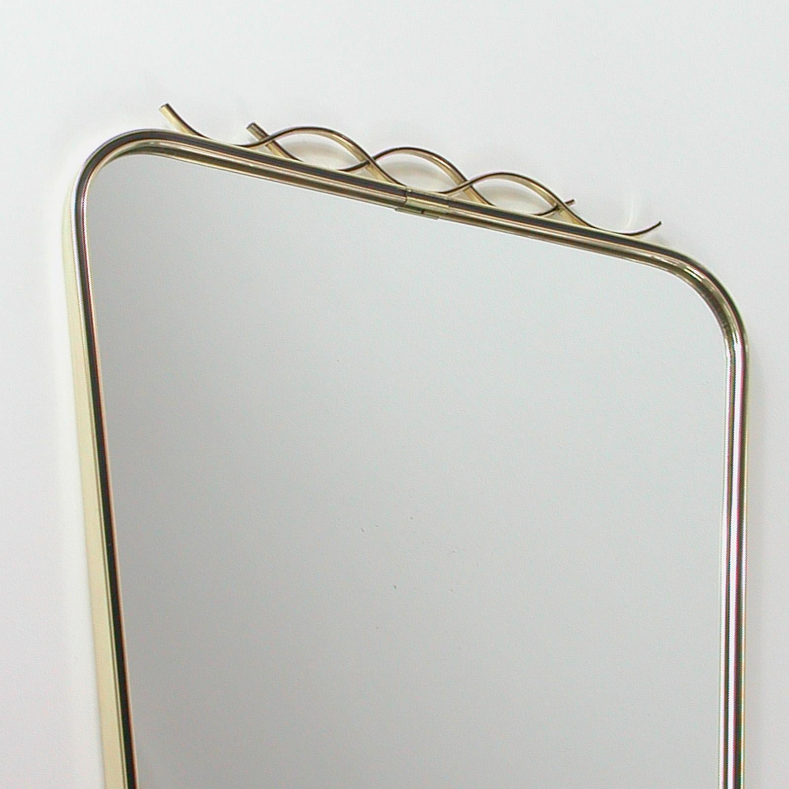 Midcentury Brass & Black Enamel Wall Mirror, 1950s 9