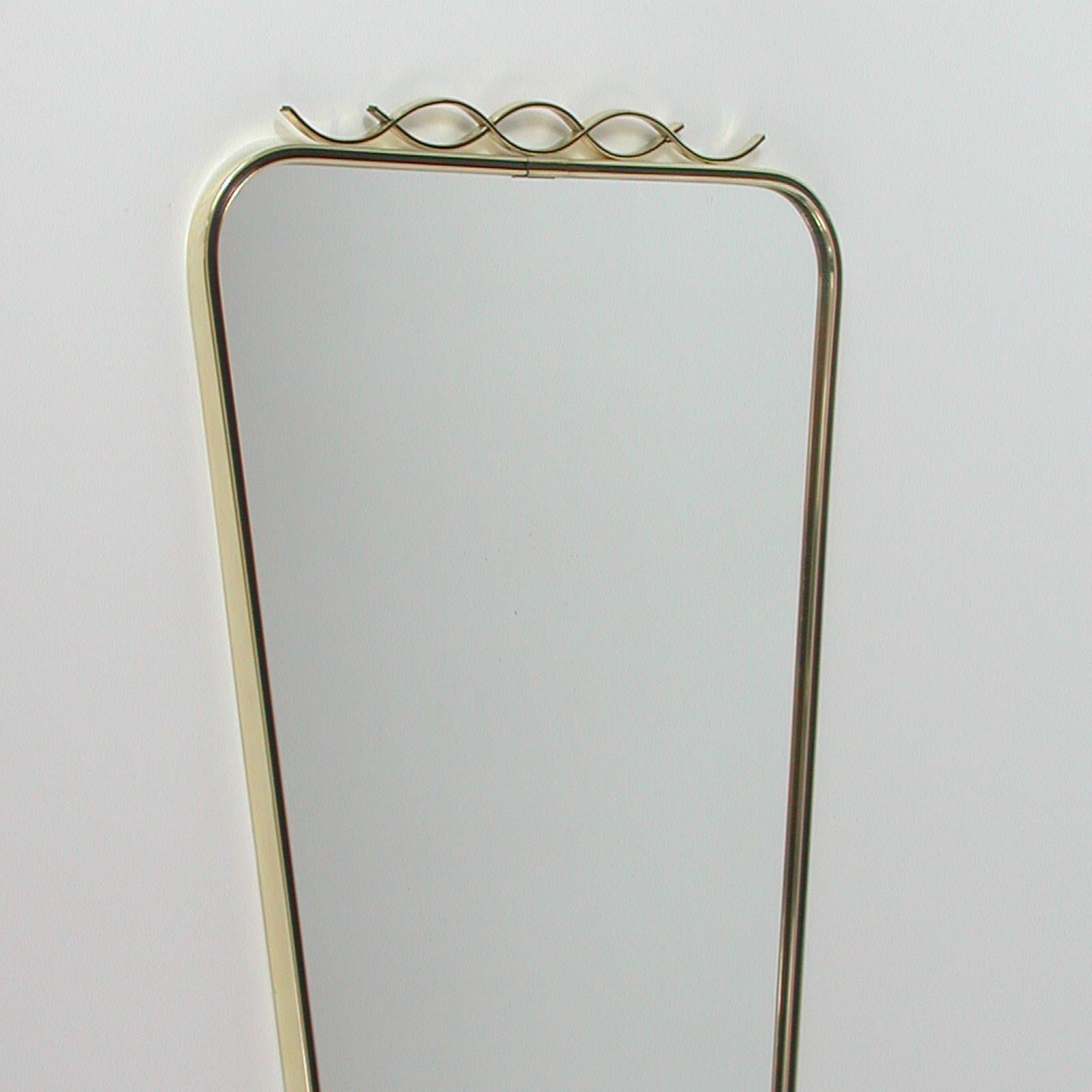 Mid-Century Modern Midcentury Brass & Black Enamel Wall Mirror, 1950s