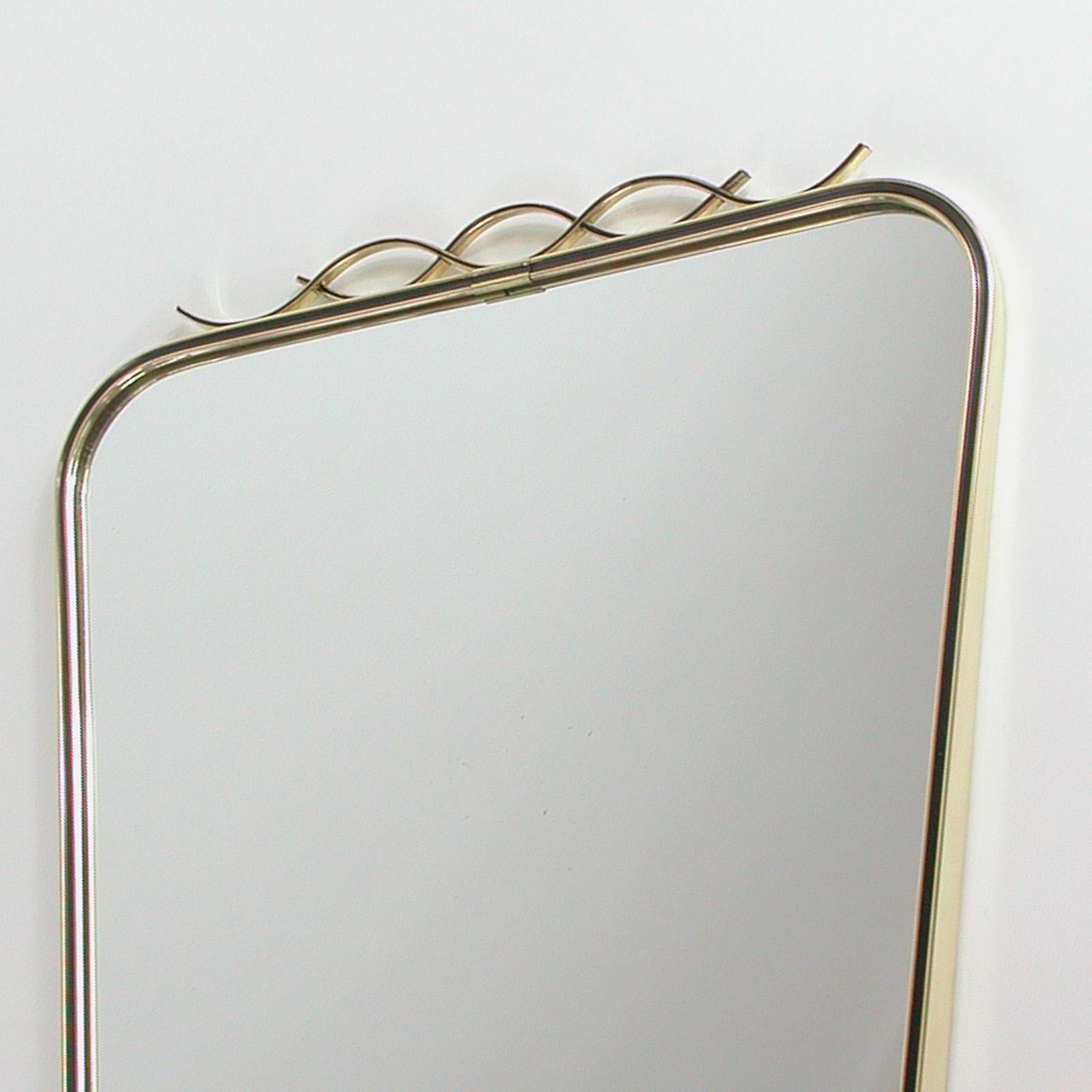Mid-20th Century Midcentury Brass & Black Enamel Wall Mirror, 1950s