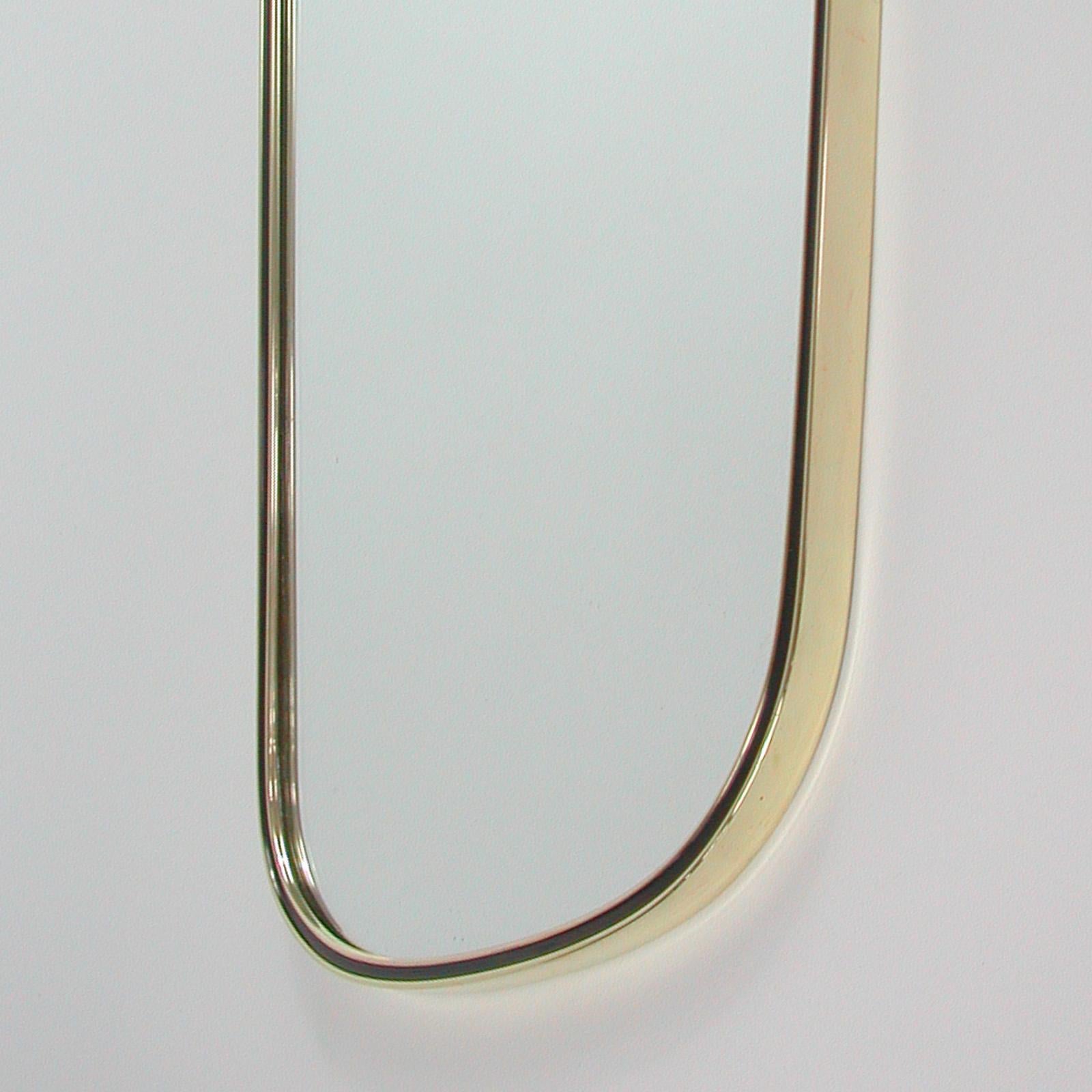 Midcentury Brass & Black Enamel Wall Mirror, 1950s 1