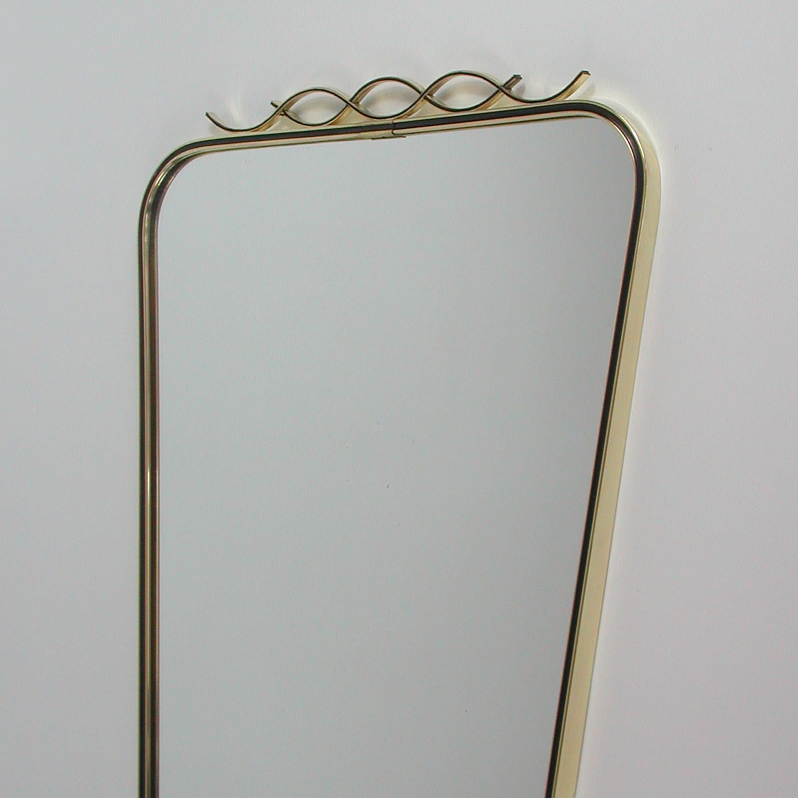Midcentury Brass & Black Enamel Wall Mirror, 1950s 2