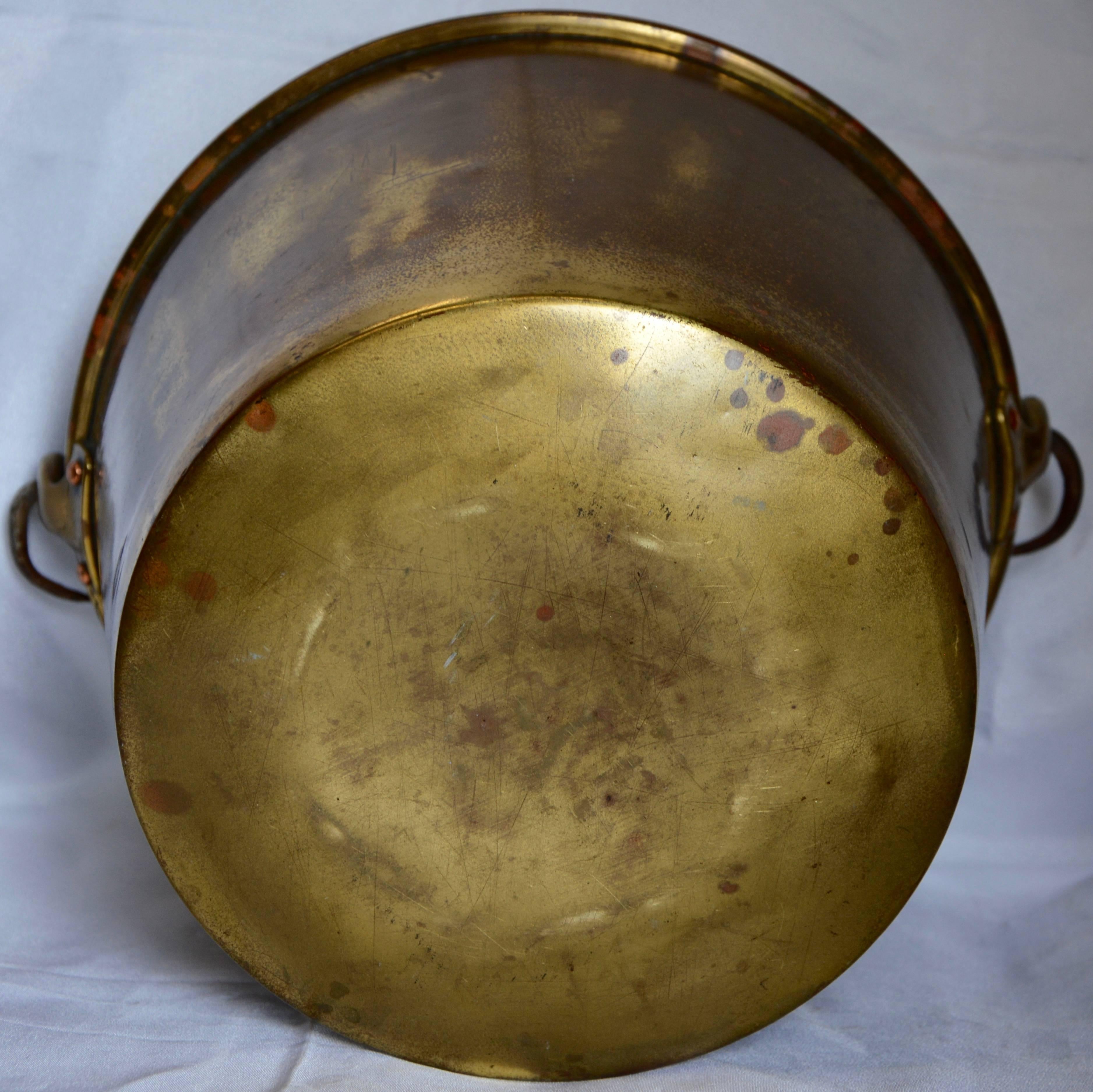 French Brass Bucket with Handle from France Midcentury