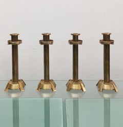 Decorative Object Brass Candelabras Candle Holders Midcentury Italy 70s Set of 4