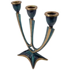 Midcentury Brass Candleholder Brutalist Style