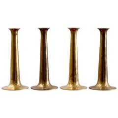 Midcentury Brass Candlesticks by Hans Bolling for Torben Ørskov, Set of Four