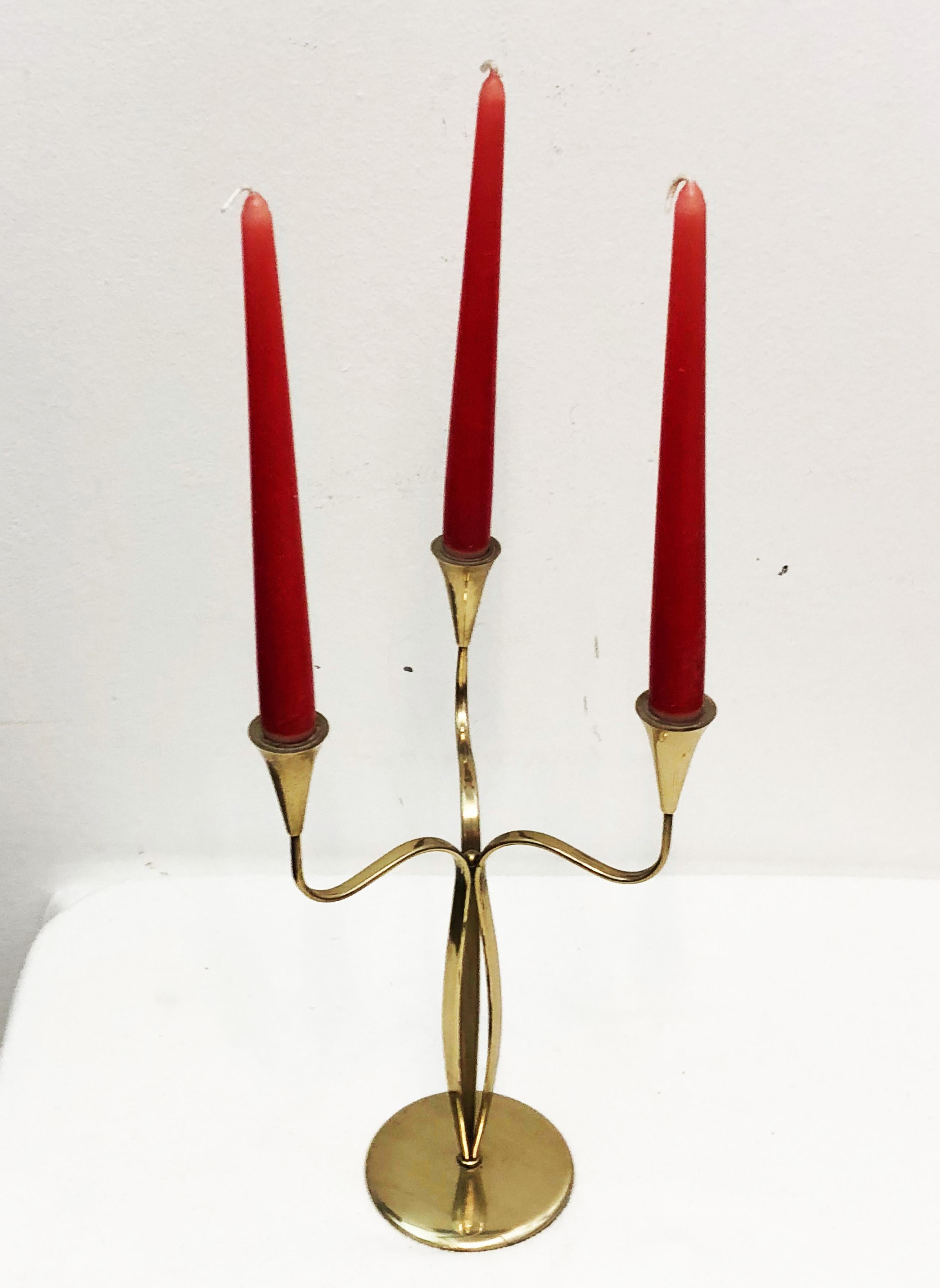 Scandinavian Modern Midcentury Brass Candlesticks