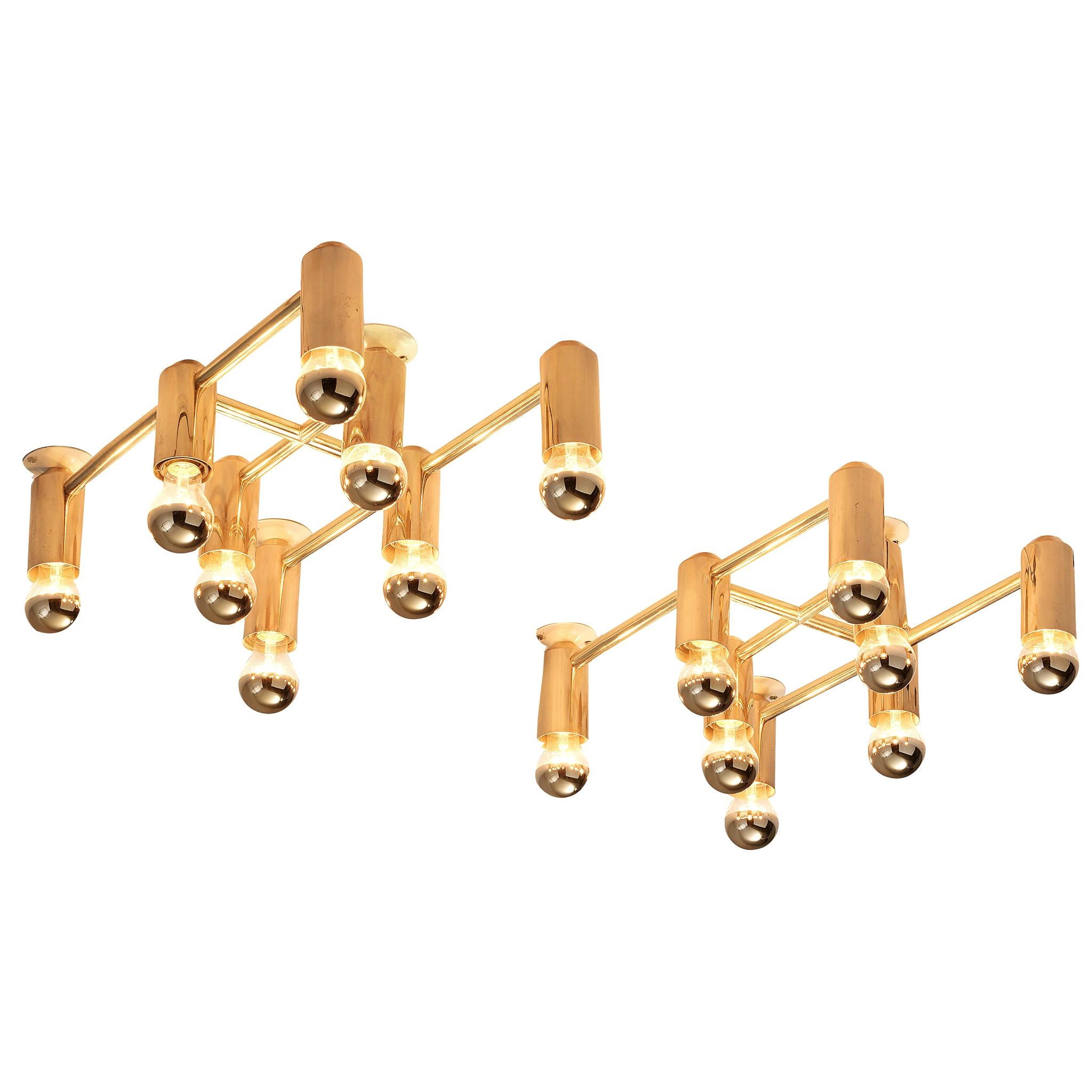 Midcentury Brass Ceiling Lights For Sale