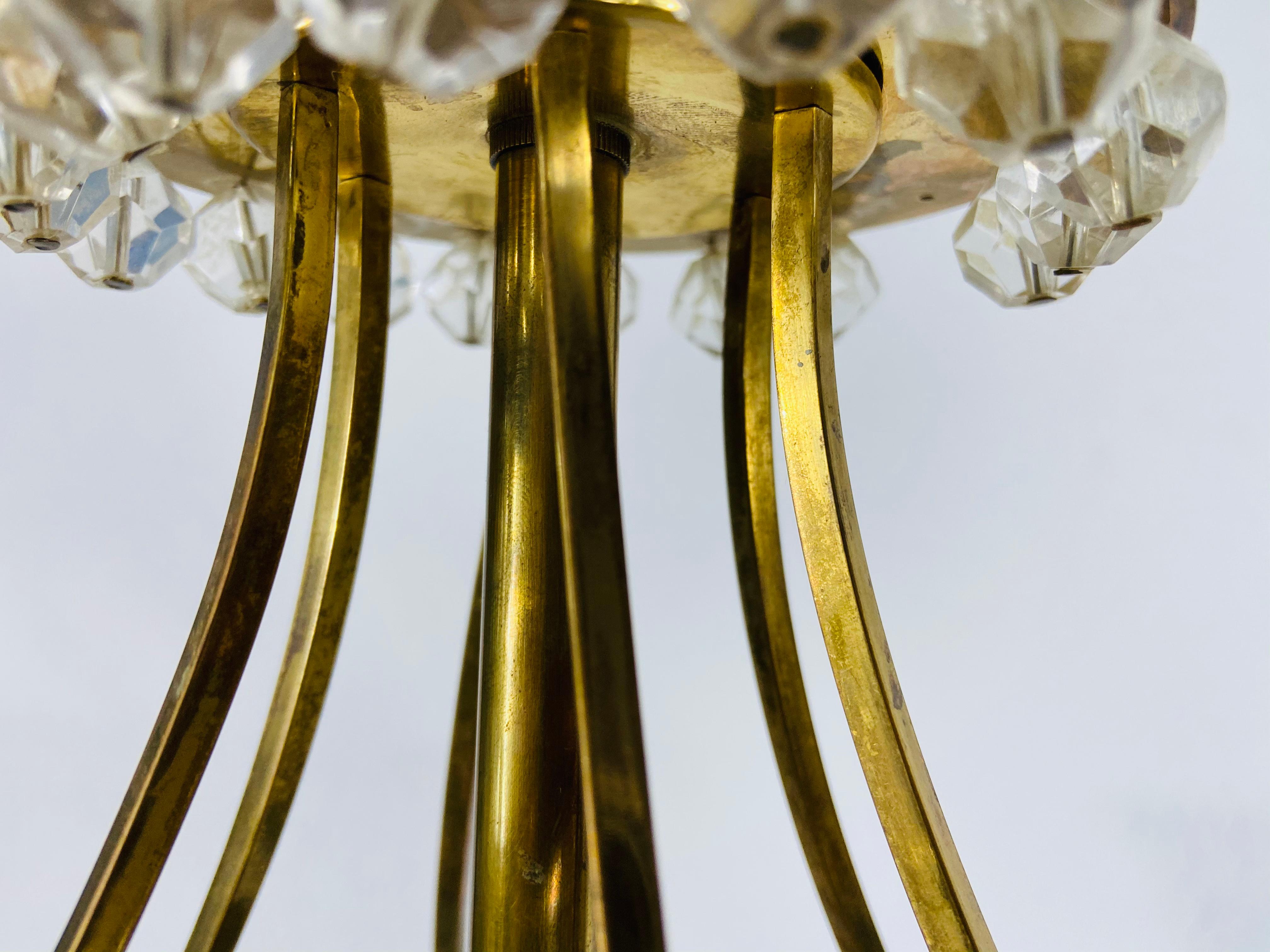Midcentury Brass Chandelier by Rupert Nikoll, 1960s For Sale 6