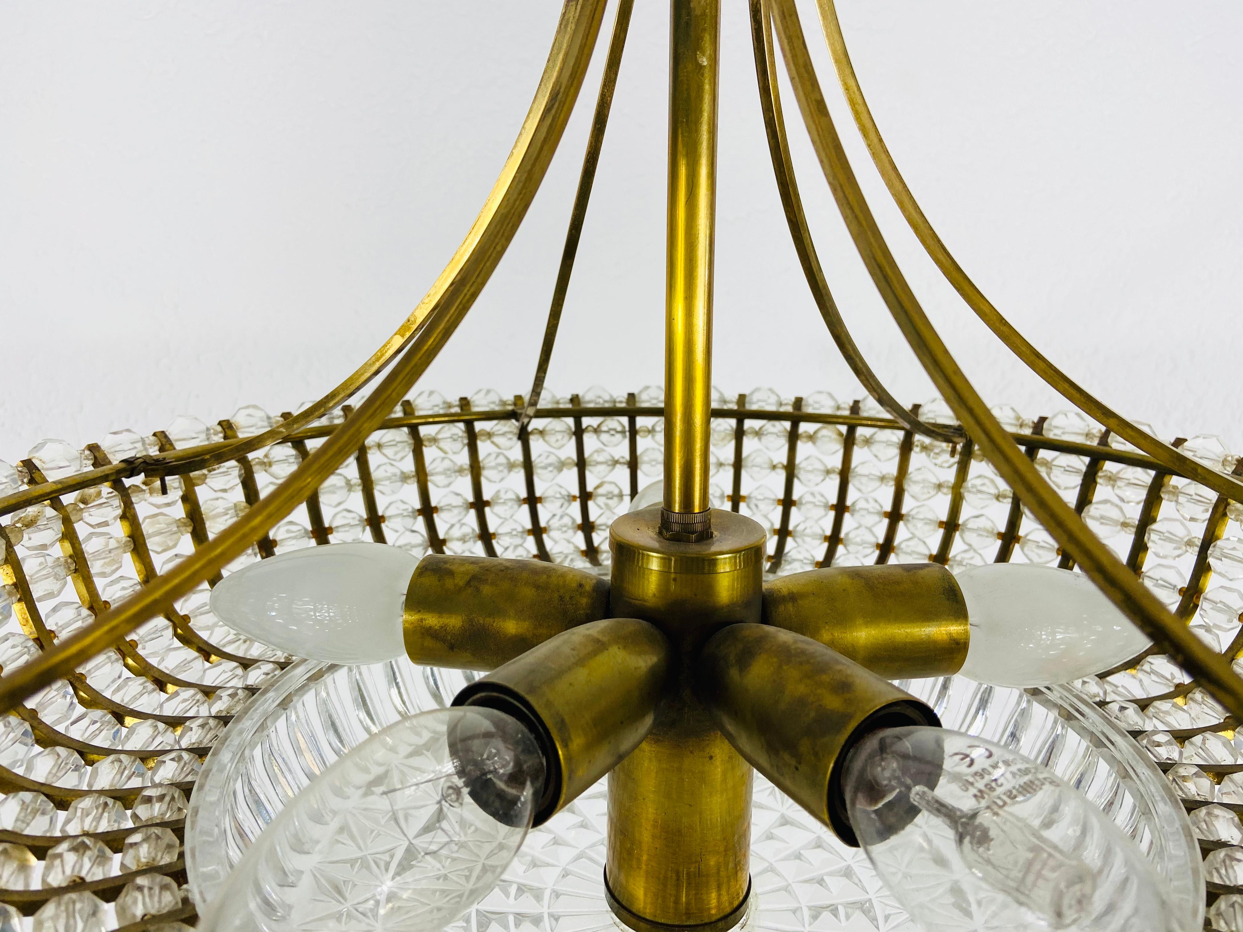 Mid-20th Century Midcentury Brass Chandelier by Rupert Nikoll, 1960s For Sale