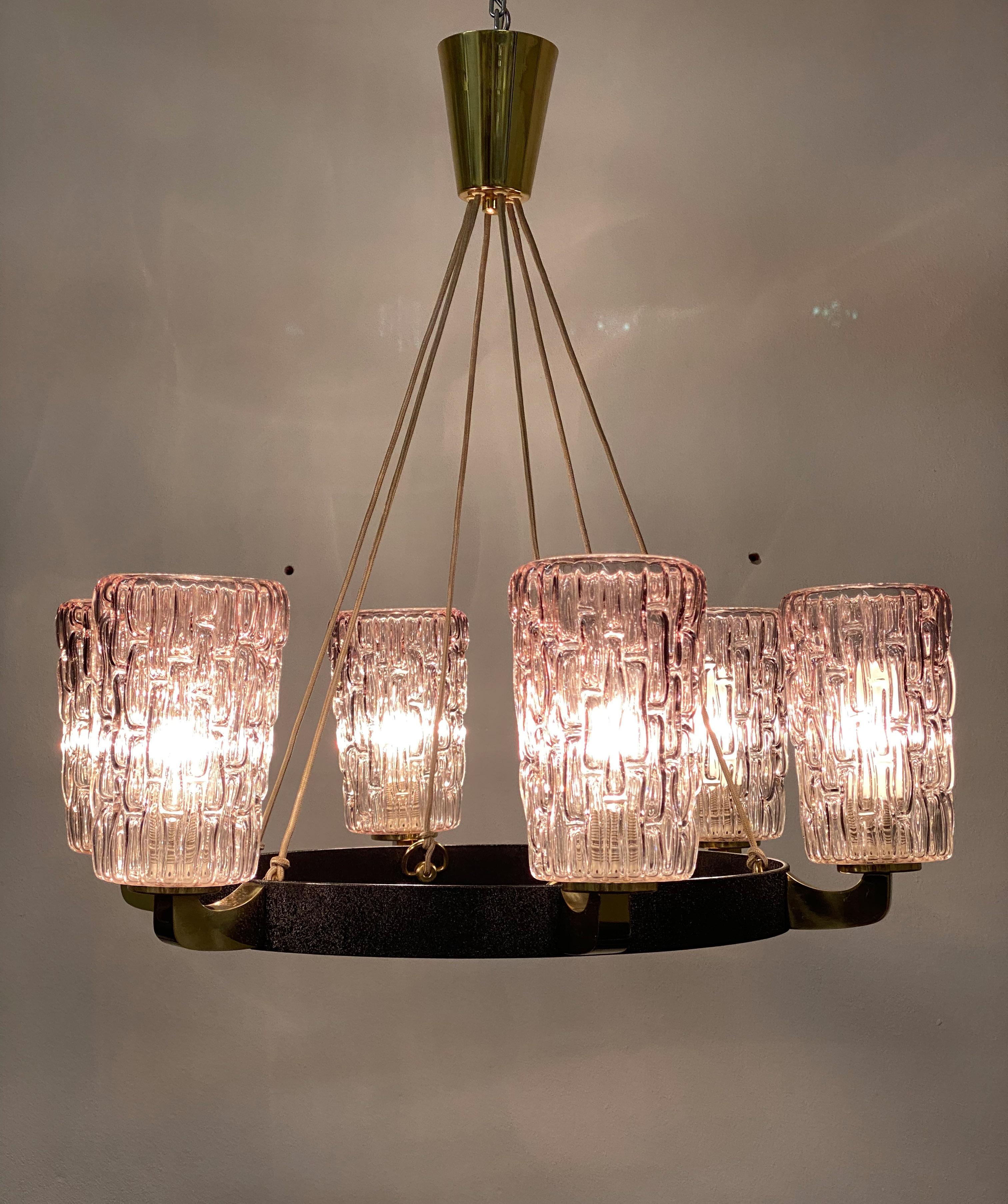 Midcentury Brass Chandelier by Rupert Nikoll 4