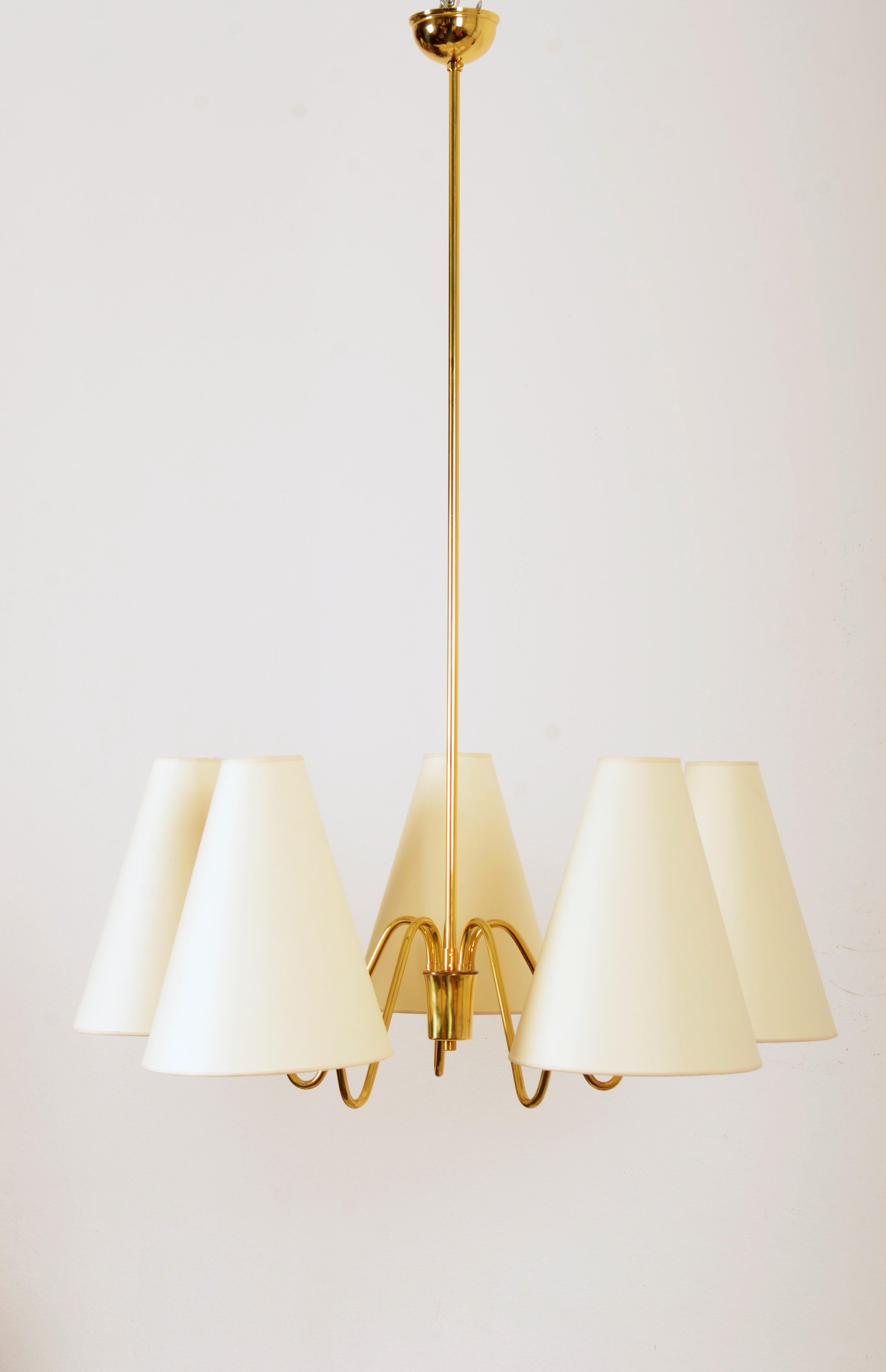 Mid-20th Century Midcentury Brass Chandelier by Rupert Nikoll For Sale