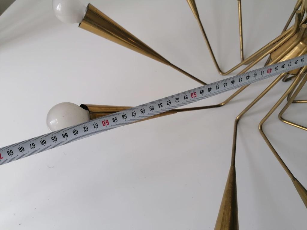 Midcentury Brass Chandelier by Rupert Nikoll For Sale 2