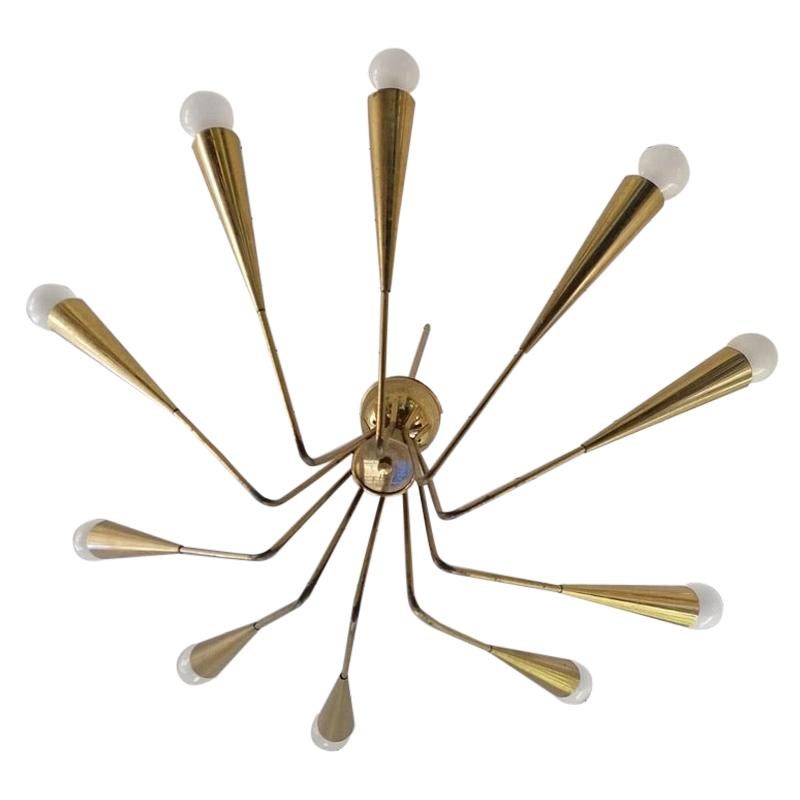 Midcentury Brass Chandelier by Rupert Nikoll