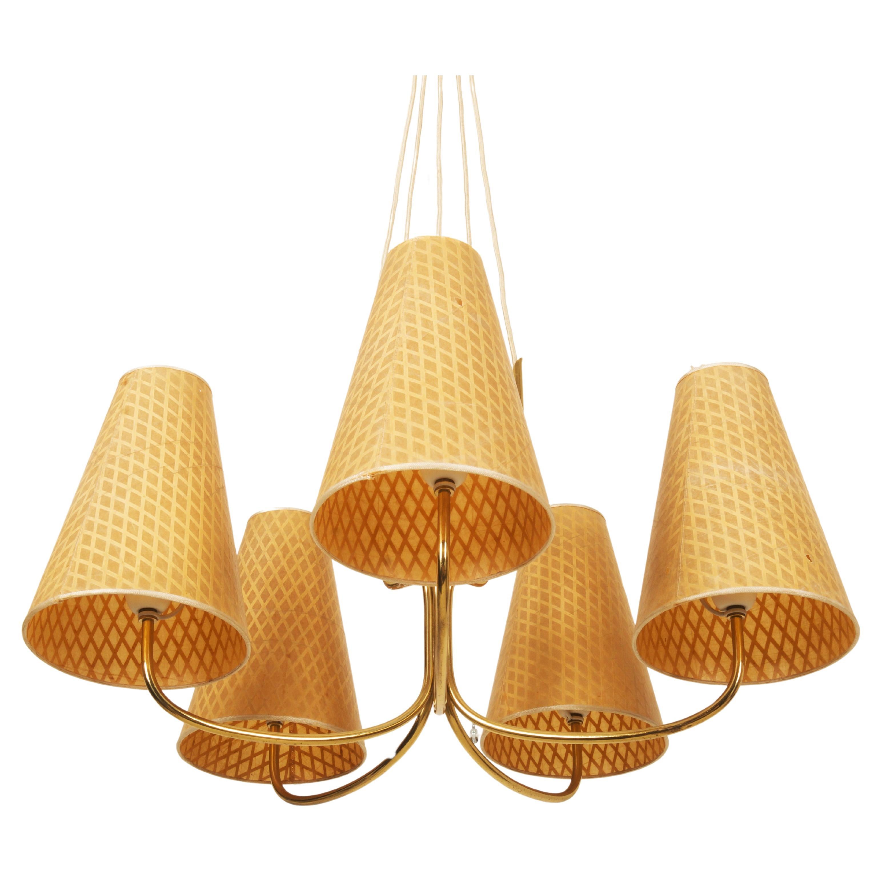 Midcentury Brass Chandelier by Rupert Nikoll