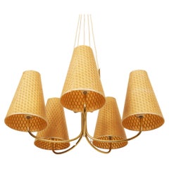 Midcentury Brass Chandelier by Rupert Nikoll