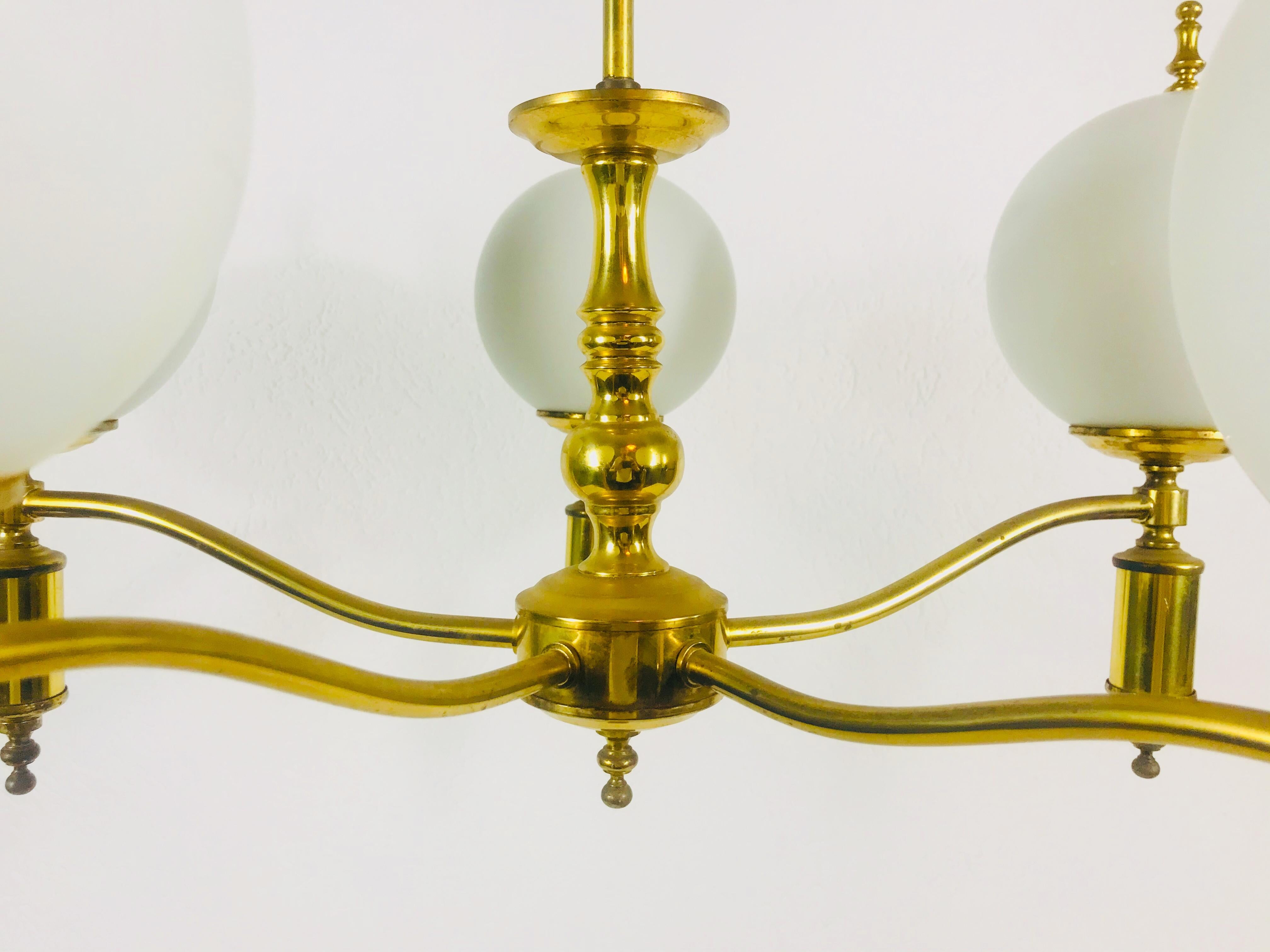 Midcentury Brass Chandelier in the Style of Maison Lunel, 1950s For Sale 2