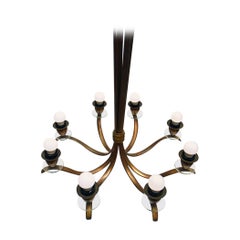 Midcentury Brass Chandelier Italian Production, 1950s