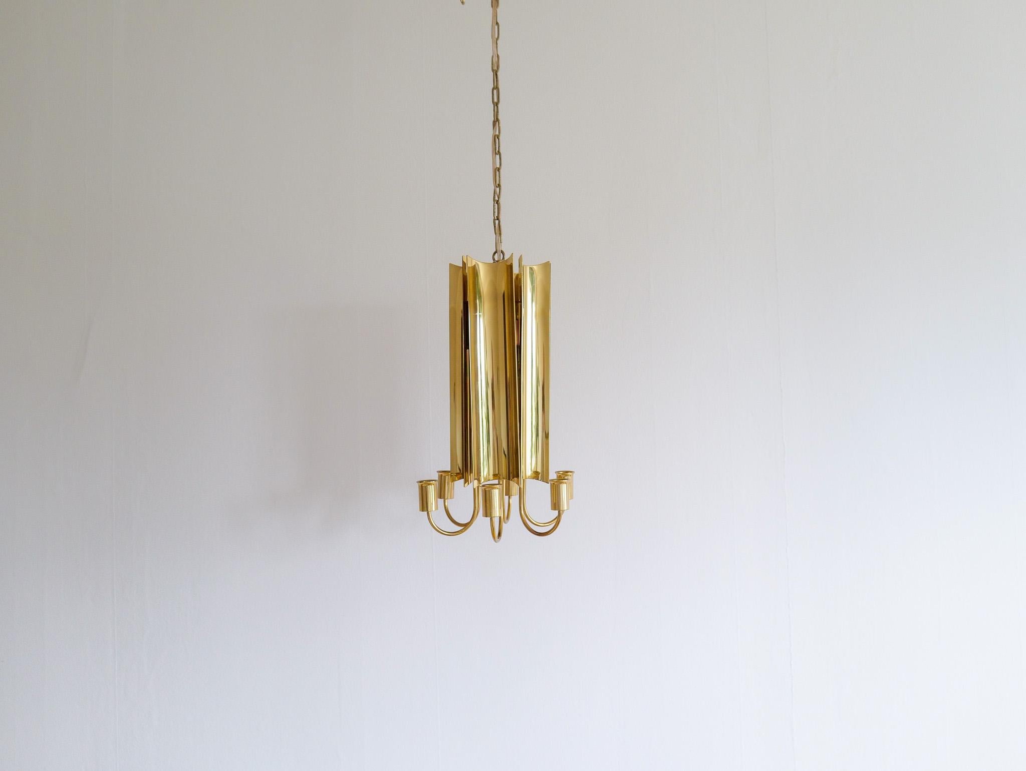 This rare brass chandelier 