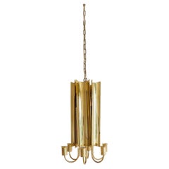 Retro Midcentury Modern Brass Chandelier Reflex Pierre Forssell Skultuna, Sweden