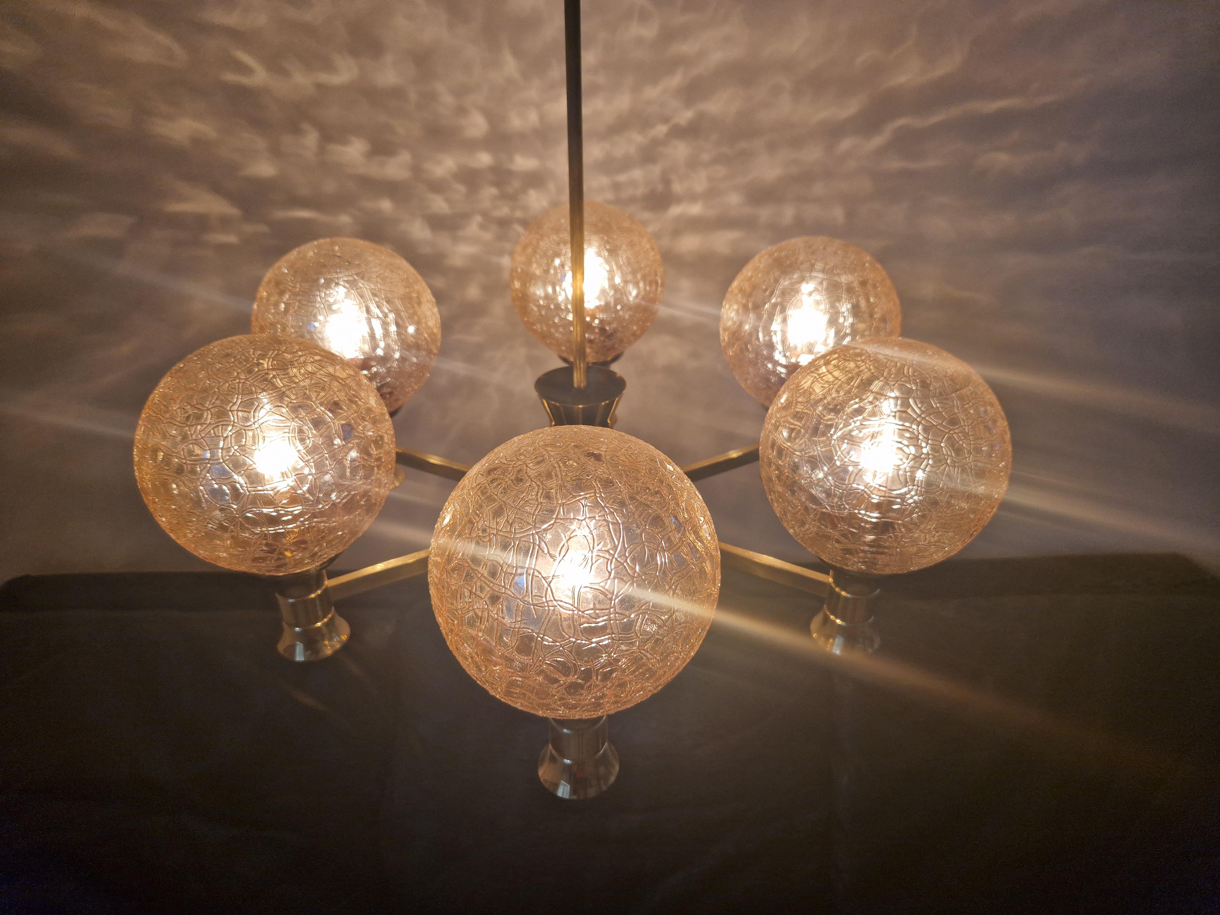 Midcentury Brass Chandelier Sputnik, Germany, 1970s For Sale 7