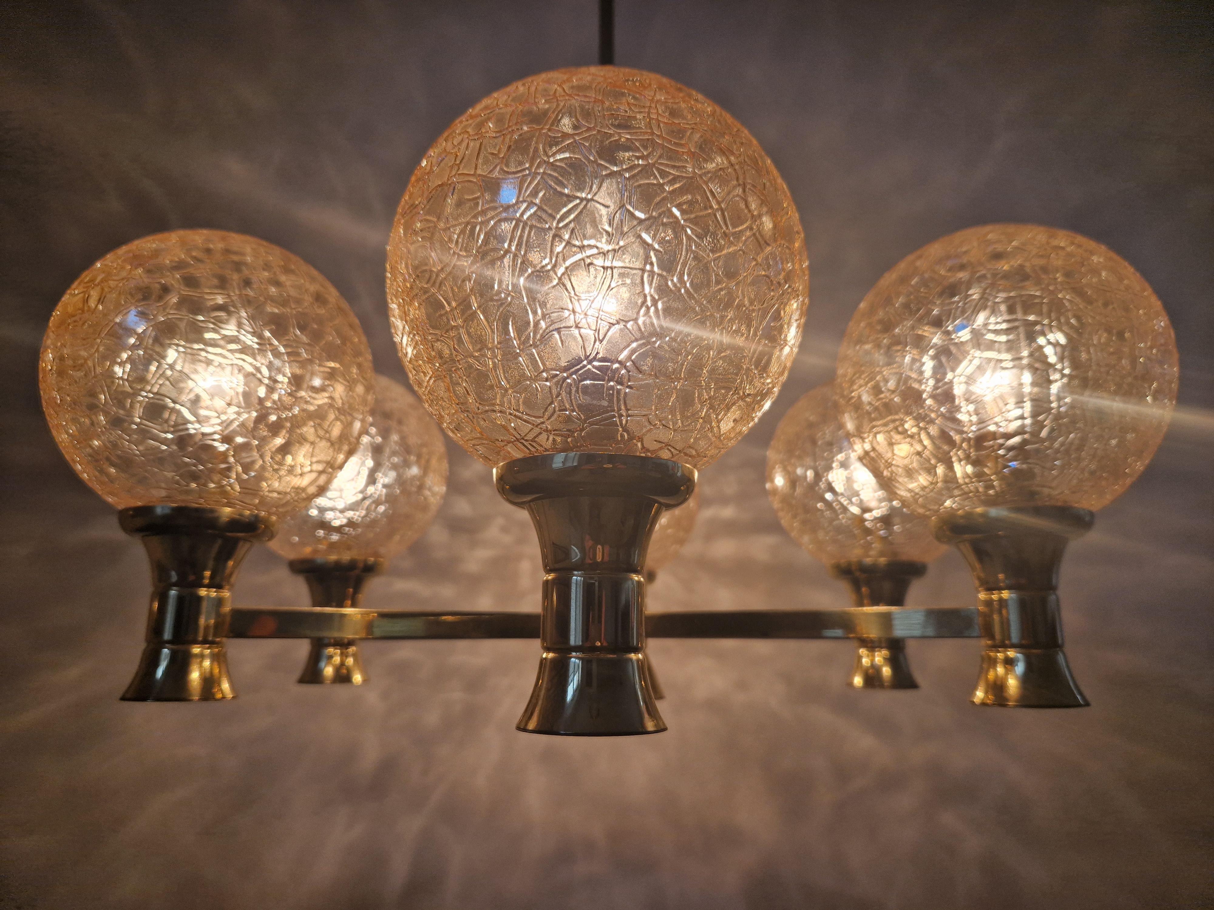 Midcentury Brass Chandelier Sputnik, Germany, 1970s For Sale 10