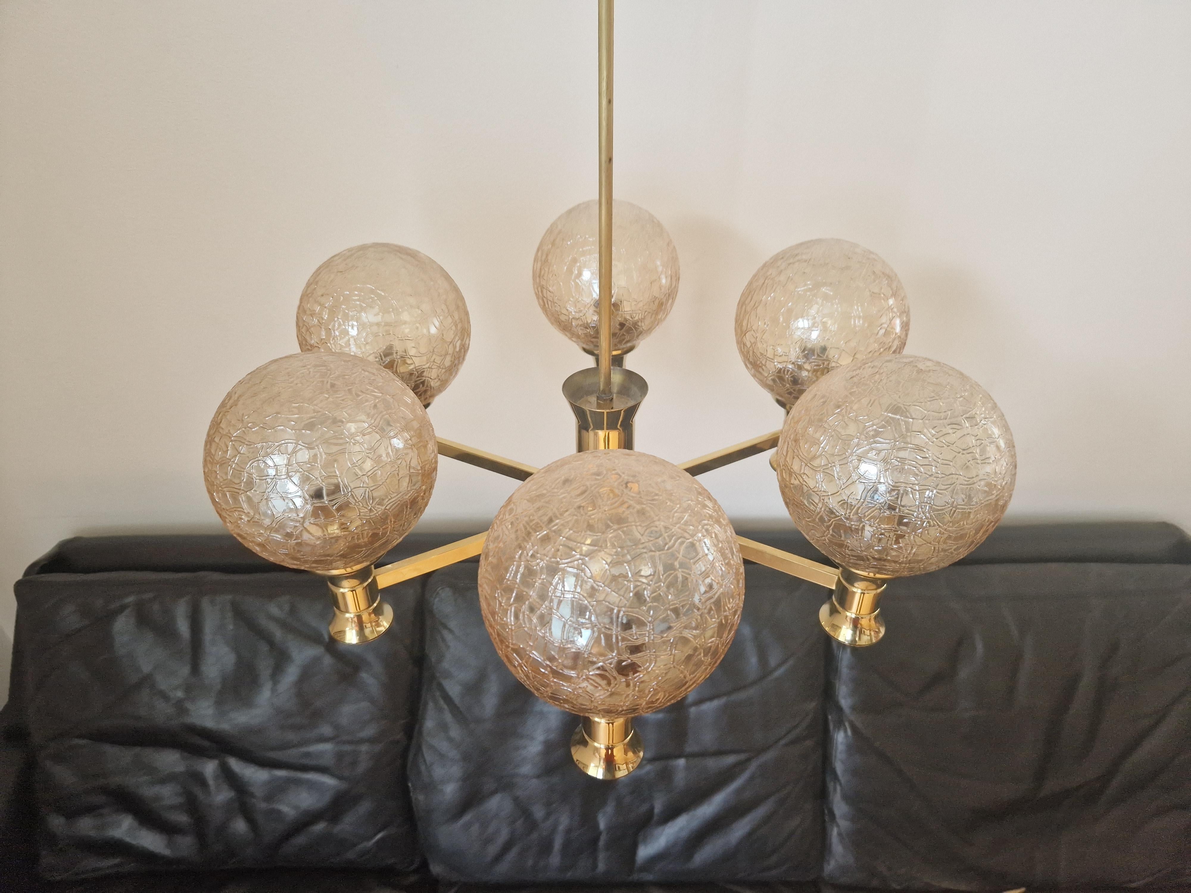 Mid-Century Modern Midcentury Brass Chandelier Sputnik, Germany, 1970s For Sale