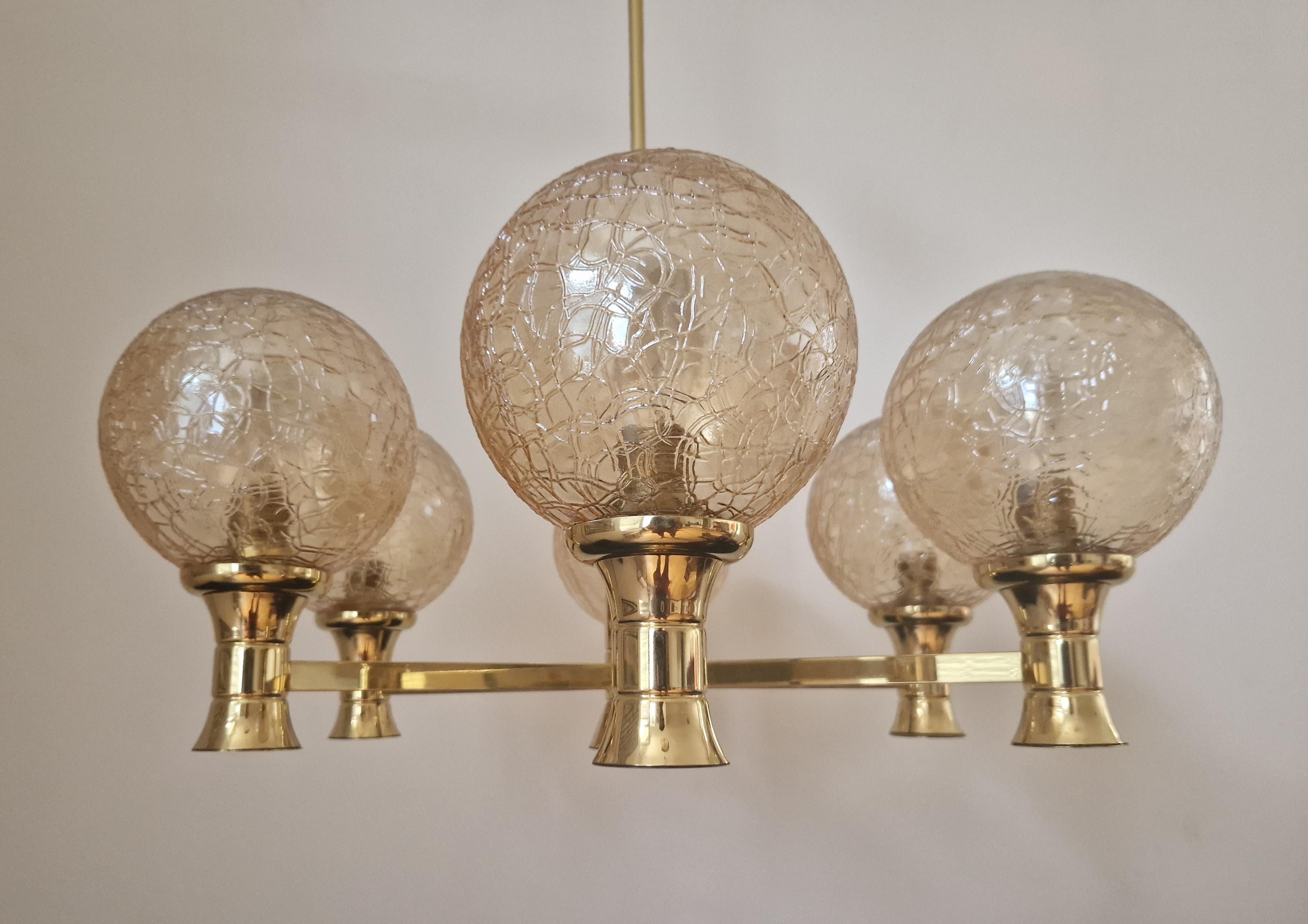 Midcentury Brass Chandelier Sputnik, Germany, 1970s In Good Condition For Sale In Praha, CZ