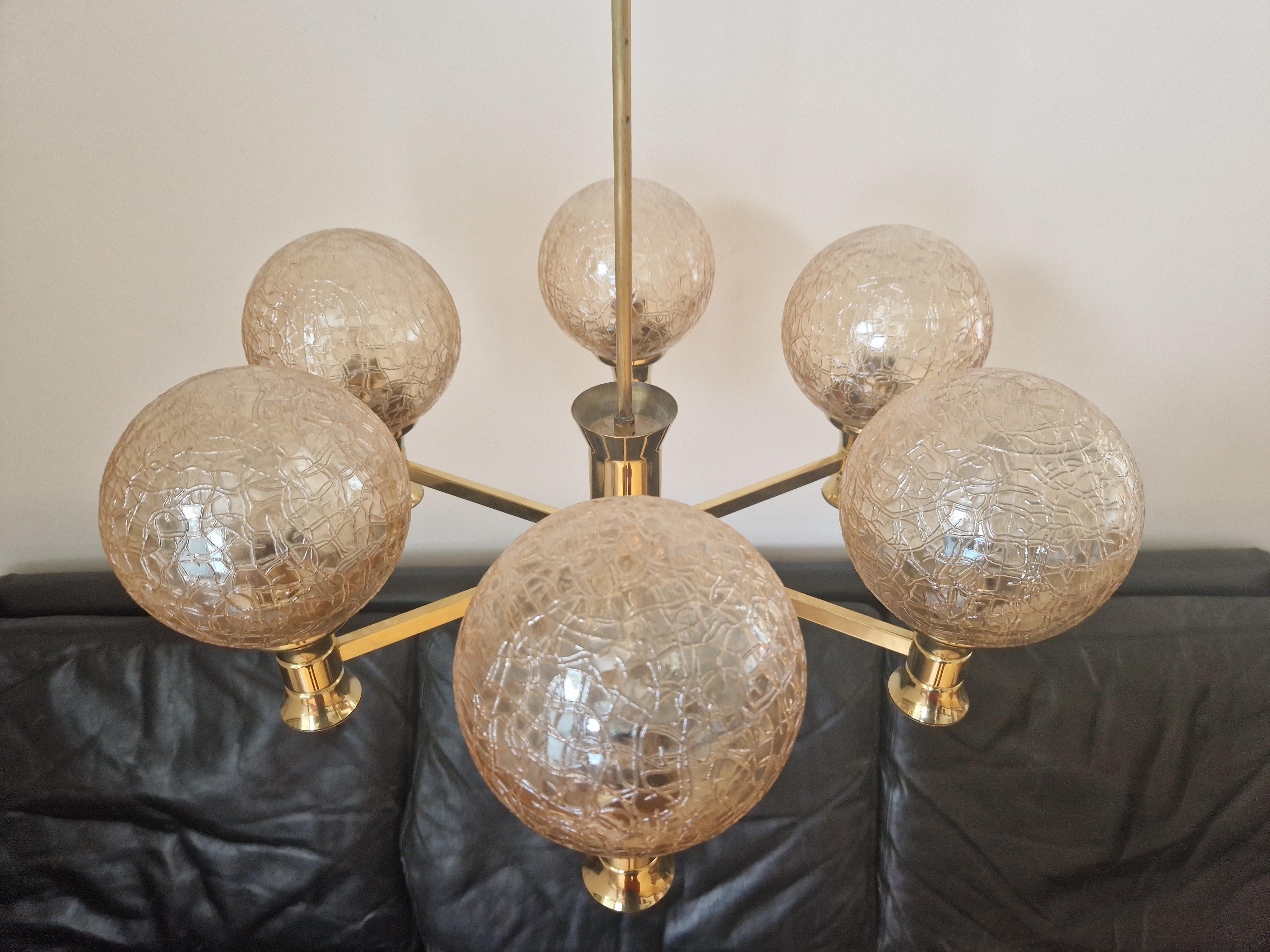 Midcentury Brass Chandelier Sputnik, Germany, 1970s For Sale 1