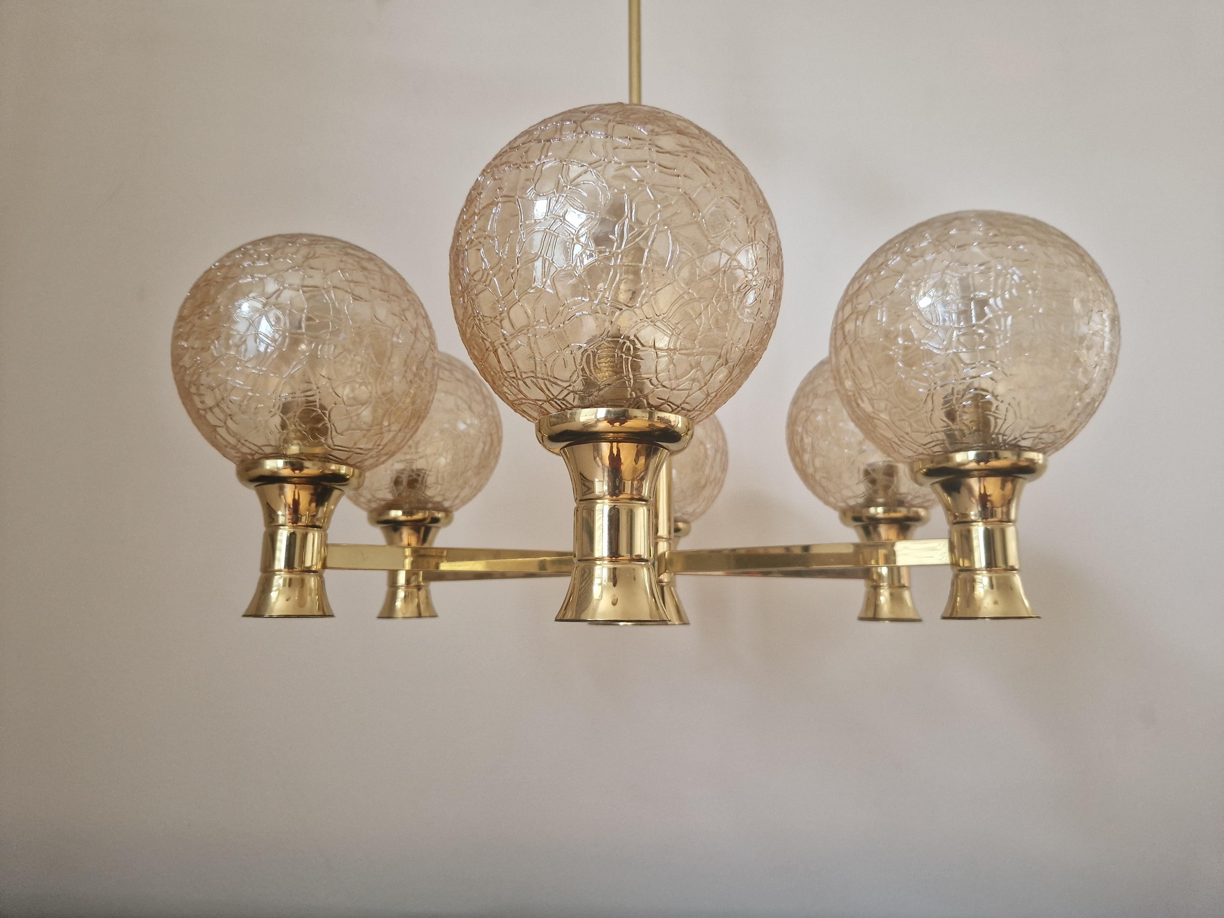 Midcentury Brass Chandelier Sputnik, Germany, 1970s For Sale 3
