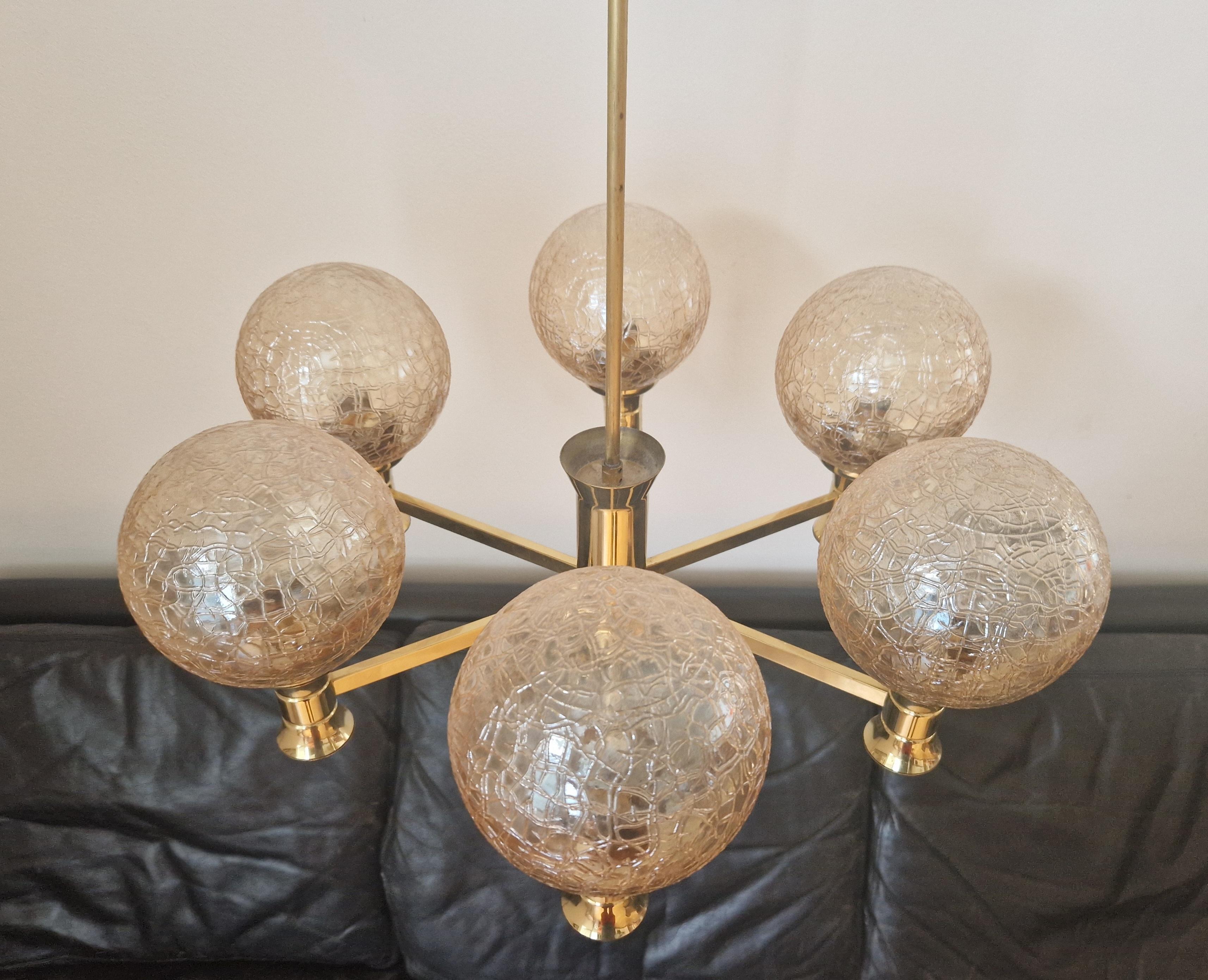 Midcentury Brass Chandelier Sputnik, Germany, 1970s For Sale 4