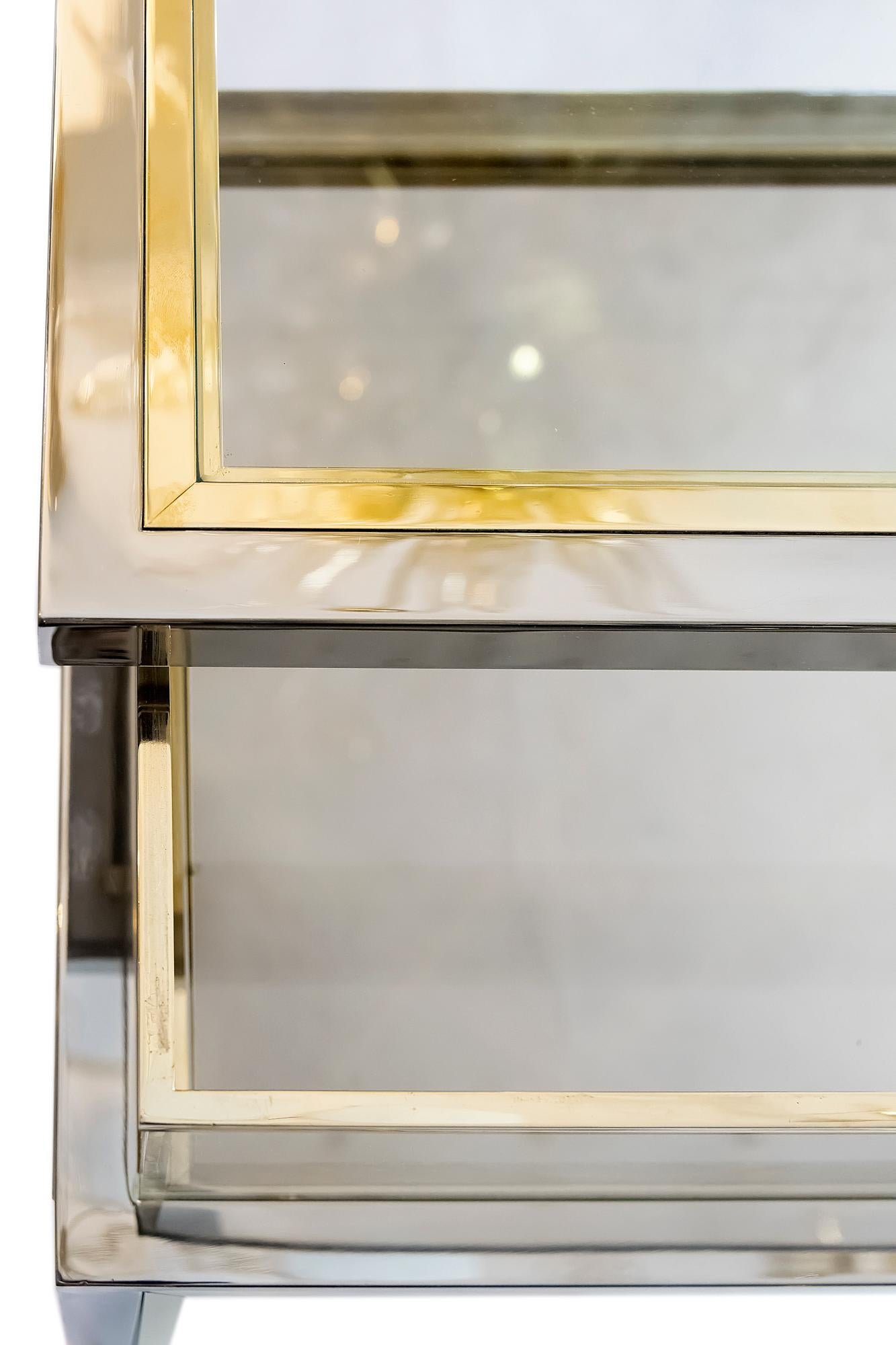 Midcentury Brass, Chrome and Glass Console Table/Showcase, Design Romeo Rega 3