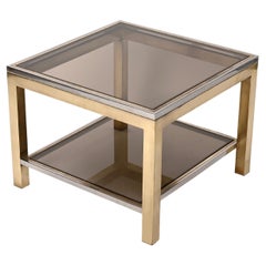 Midcentury Brass, Chrome and Glass Italian Coffee Table After Romeo Rega, 1970