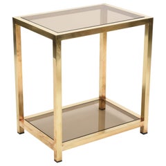 Midcentury Brass, Chrome and Smoked Glass Italian Coffee Table, Romeo Rega 1970