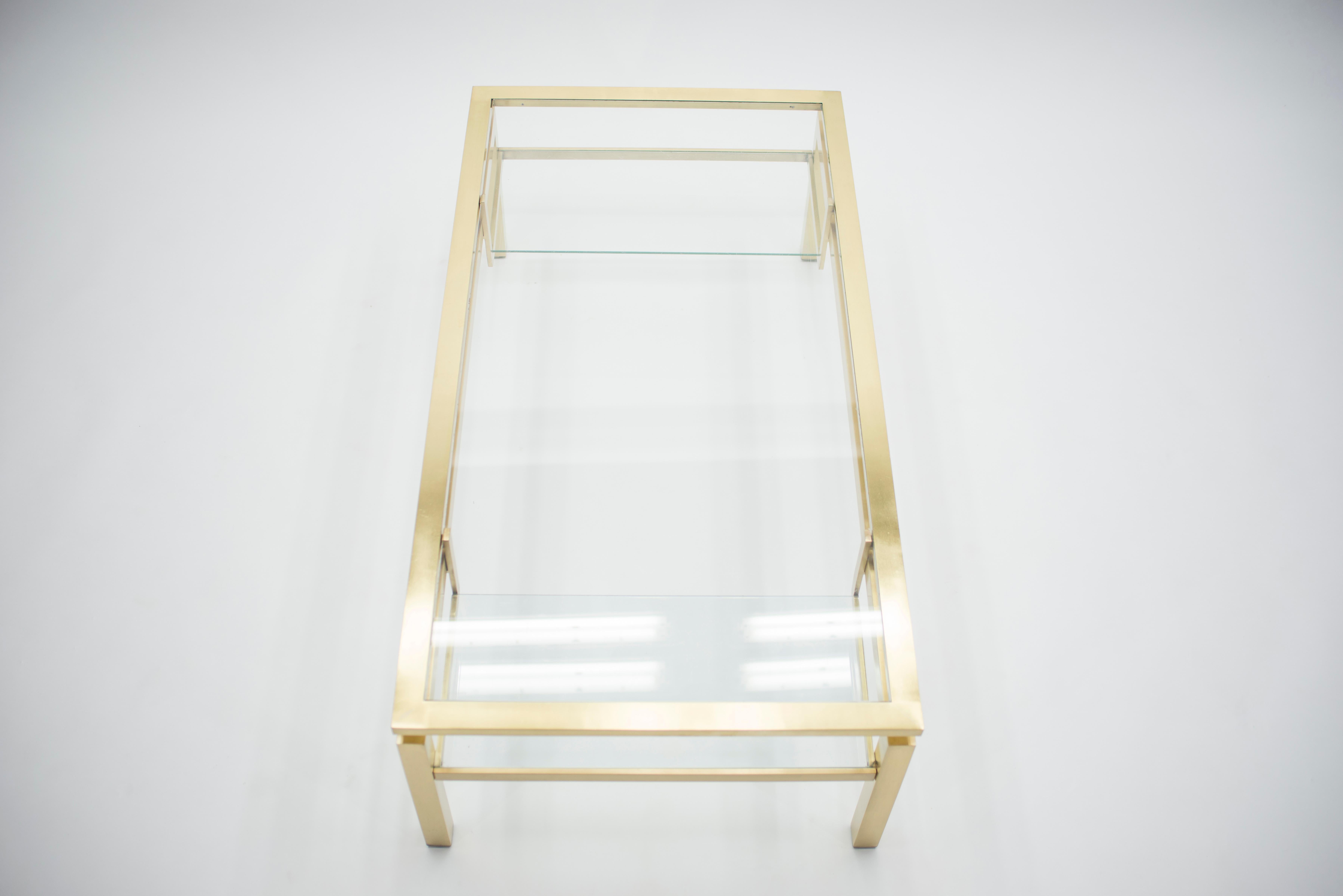 Mid Century Brass Coffee Table by Guy Lefevre for Maison Jansen, 1970s 4