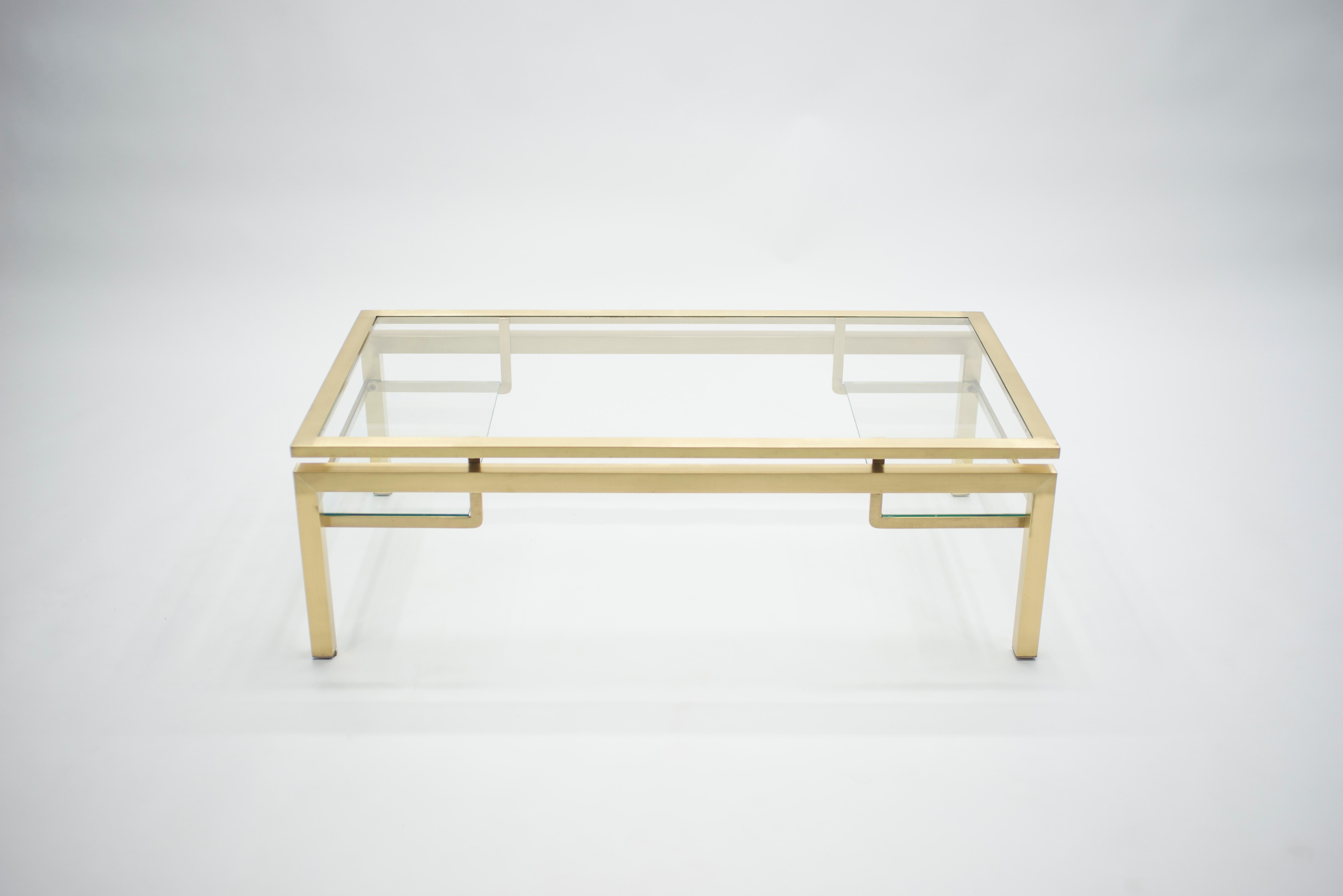 French Mid Century Brass Coffee Table by Guy Lefevre for Maison Jansen, 1970s