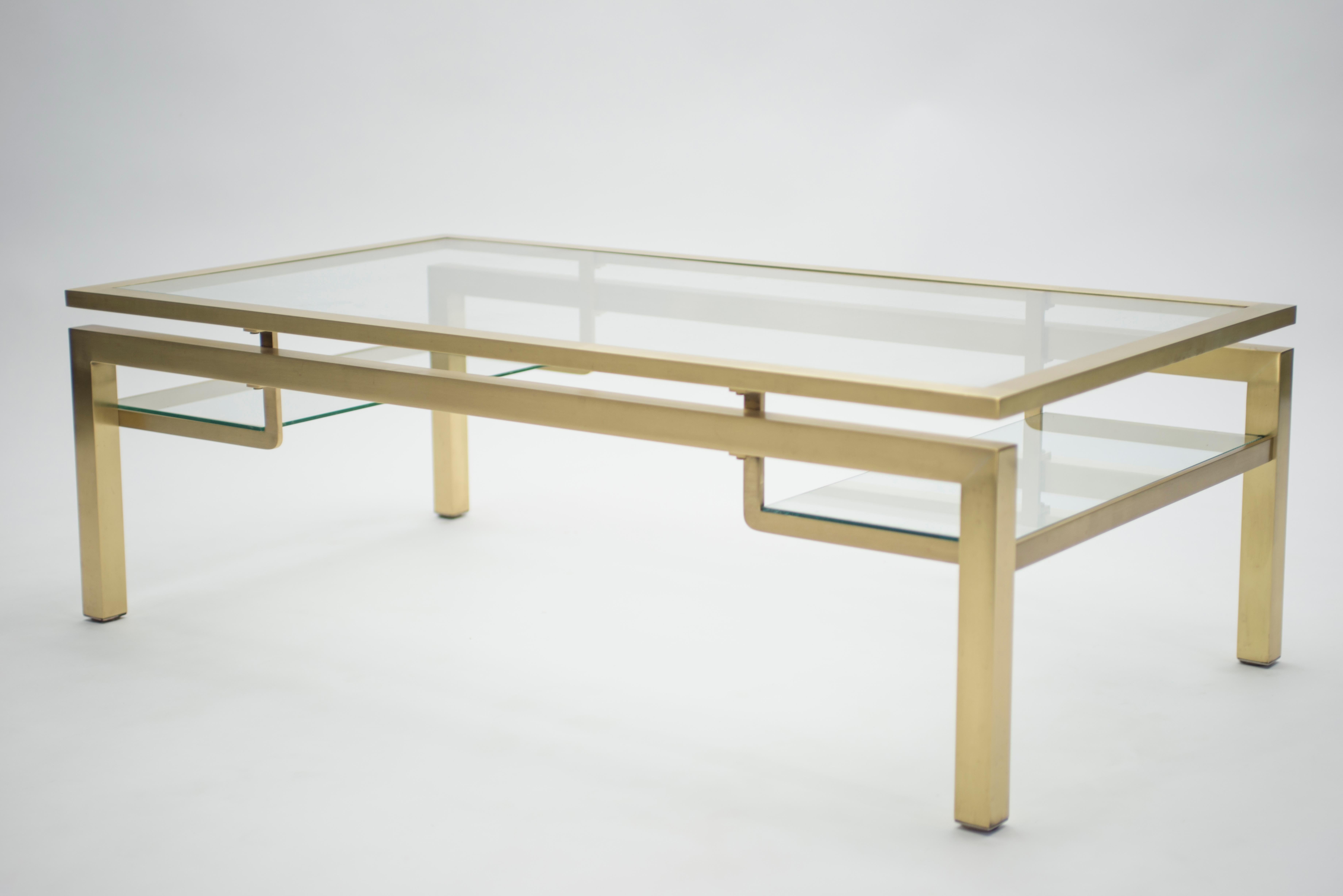 Mid Century Brass Coffee Table by Guy Lefevre for Maison Jansen, 1970s 1