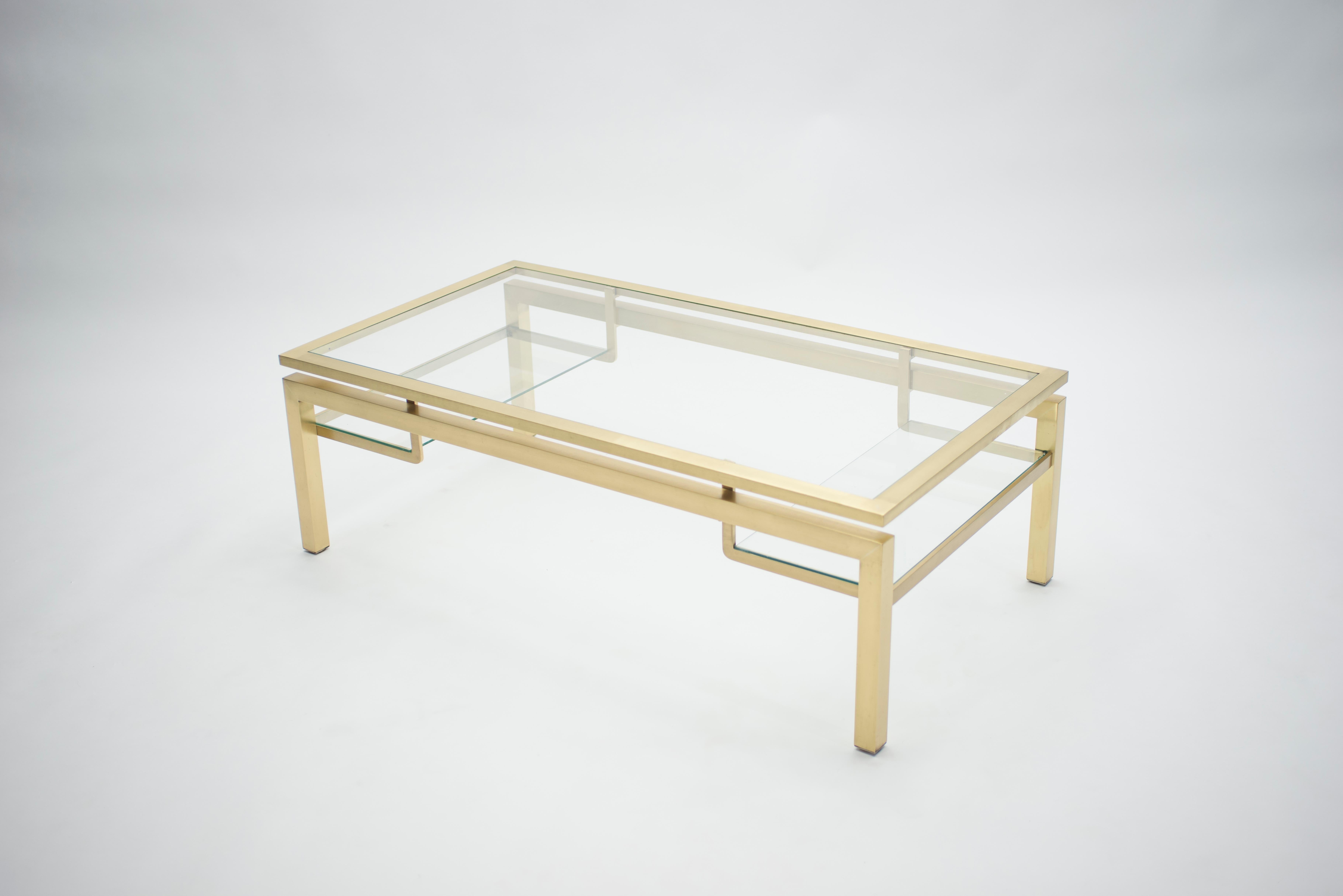 Mid Century Brass Coffee Table by Guy Lefevre for Maison Jansen, 1970s 2
