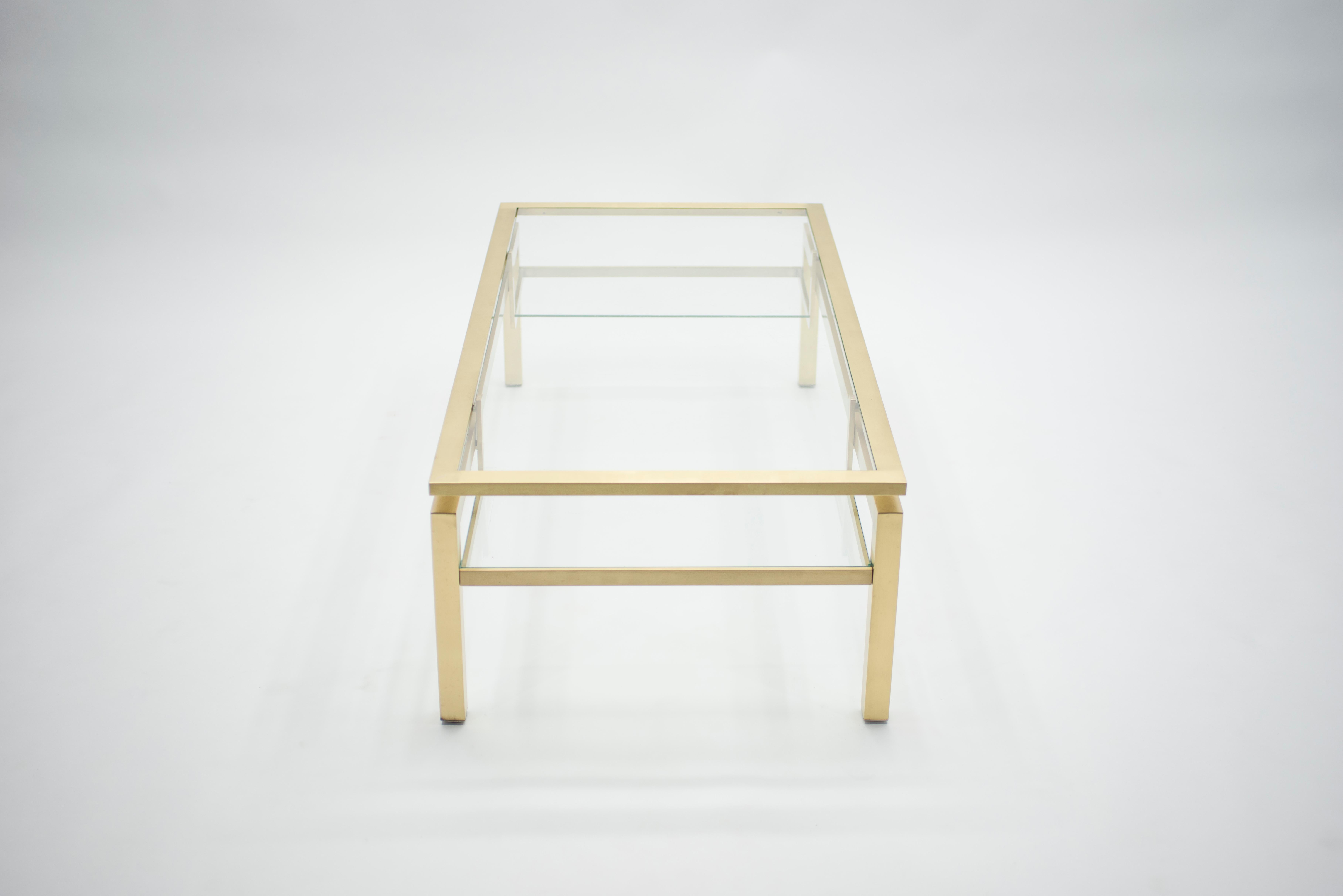 Mid Century Brass Coffee Table by Guy Lefevre for Maison Jansen, 1970s 3