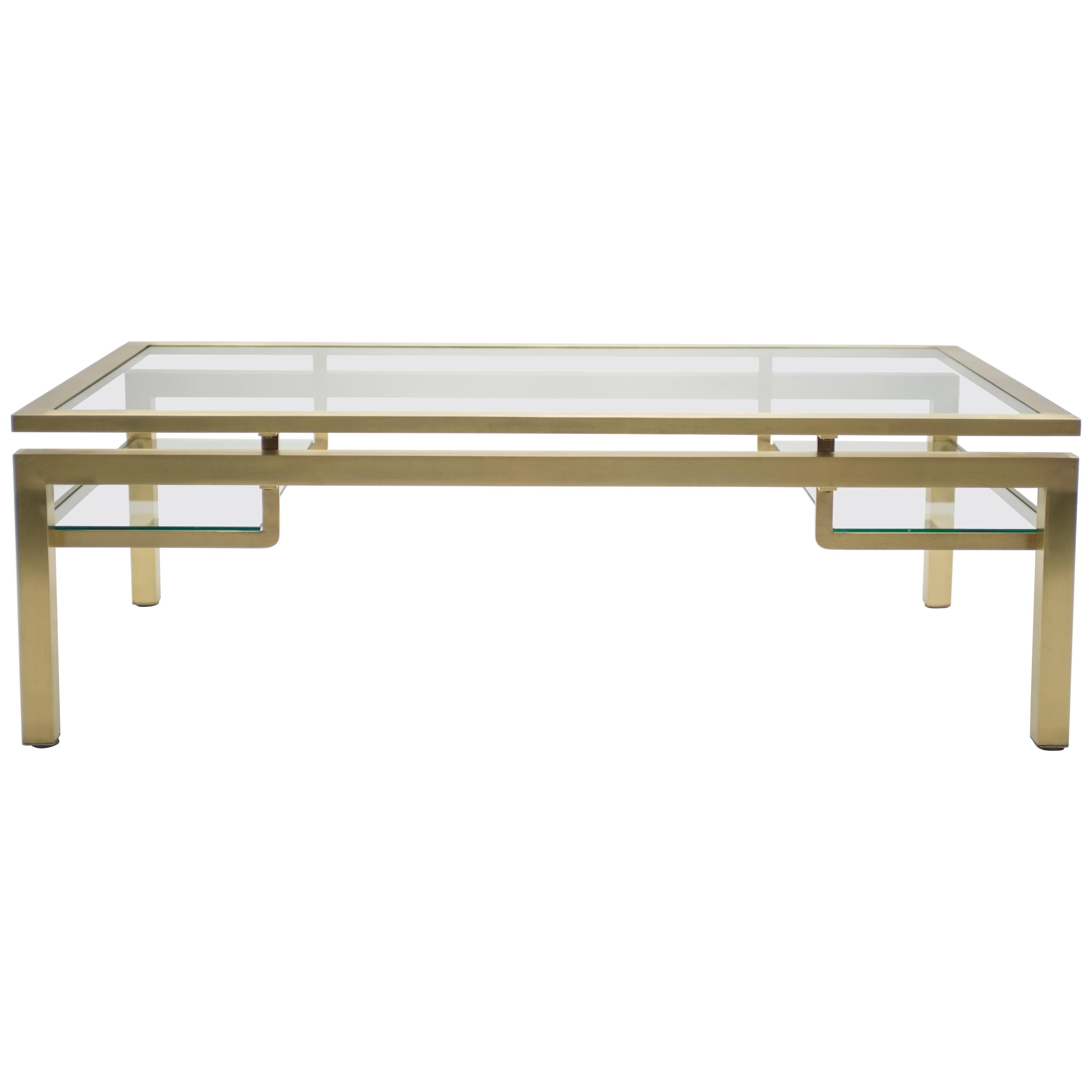 Mid Century Brass Coffee Table by Guy Lefevre for Maison Jansen, 1970s