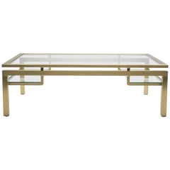 Mid Century Brass Coffee Table by Guy Lefevre for Maison Jansen, 1970s