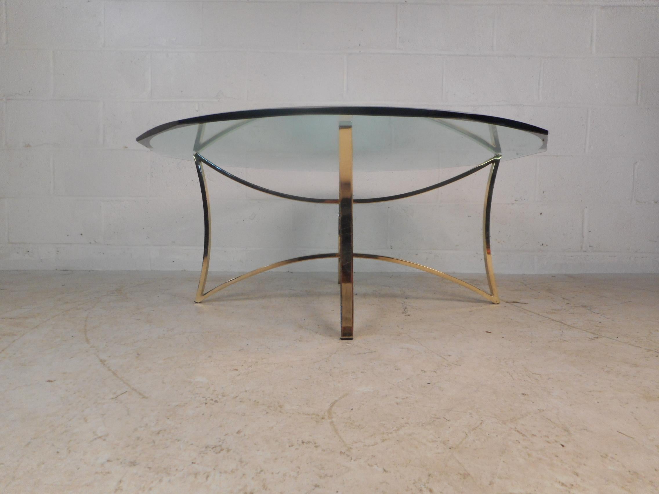 Late 20th Century Midcentury Brass Coffee Table For Sale