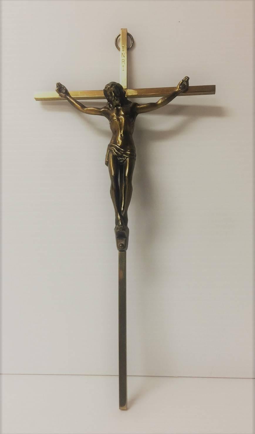 Mid-Century Modern Midcentury Brass Crucifix