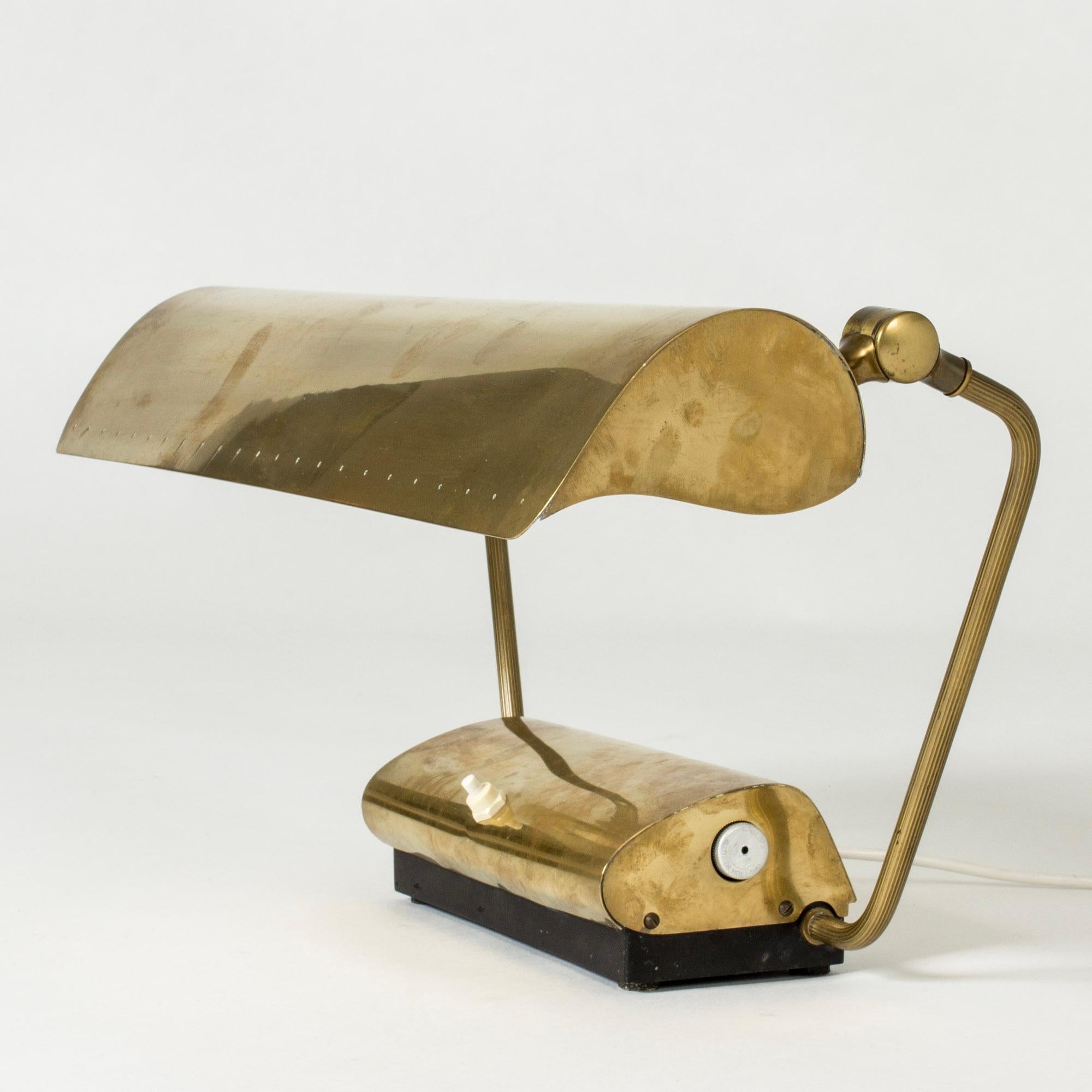 Midcentury Brass Desk lamp, Philips, The Netherlands, 1940s In Good Condition For Sale In Stockholm, SE