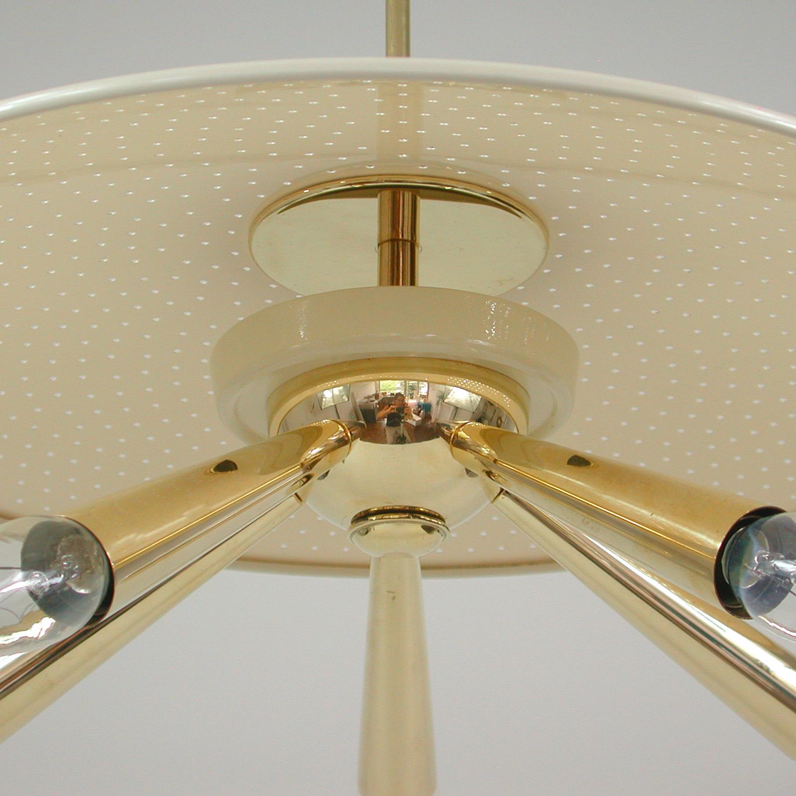 Mid-20th Century Midcentury Brass Dome 5 Light Pendant, Italy Early 1950s For Sale