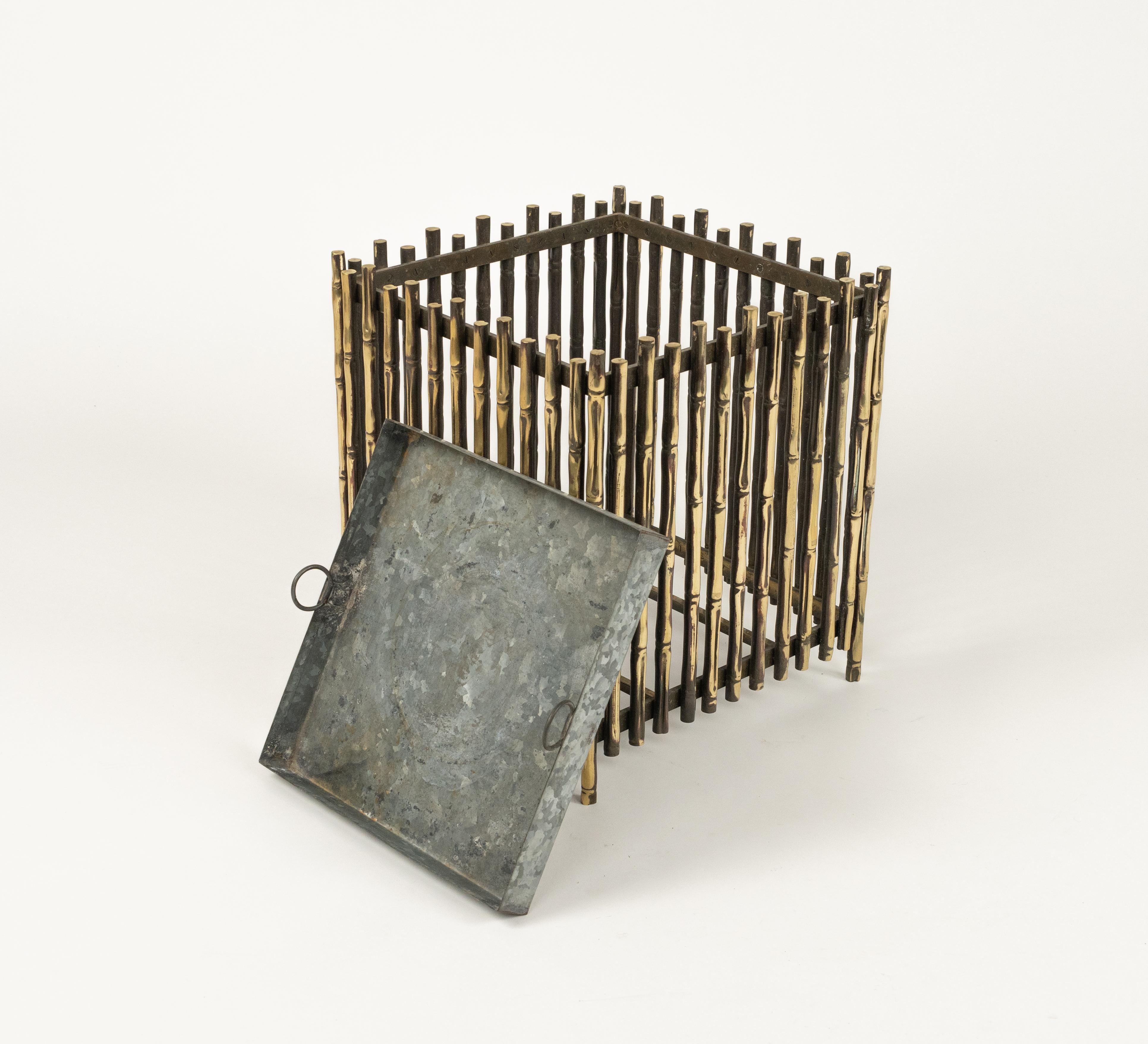 Midcentury Brass Faux Bamboo Plant Holder by Maison Baguès, France 1960s For Sale 6