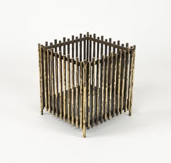 Portapiante in finto bambù in ottone di metà secolo della Maison Baguès, Francia 1960